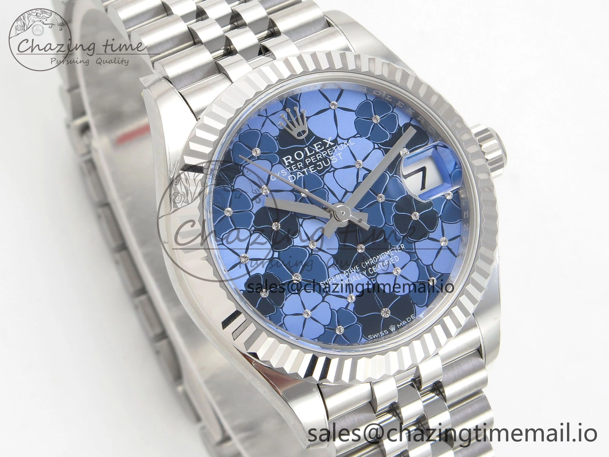 DateJust 31 278274 THBF 1:1 Best Edition 904L Steel Fluted Blue Floral Dial on SS Jubilee Bracelet HZ Cal.2236