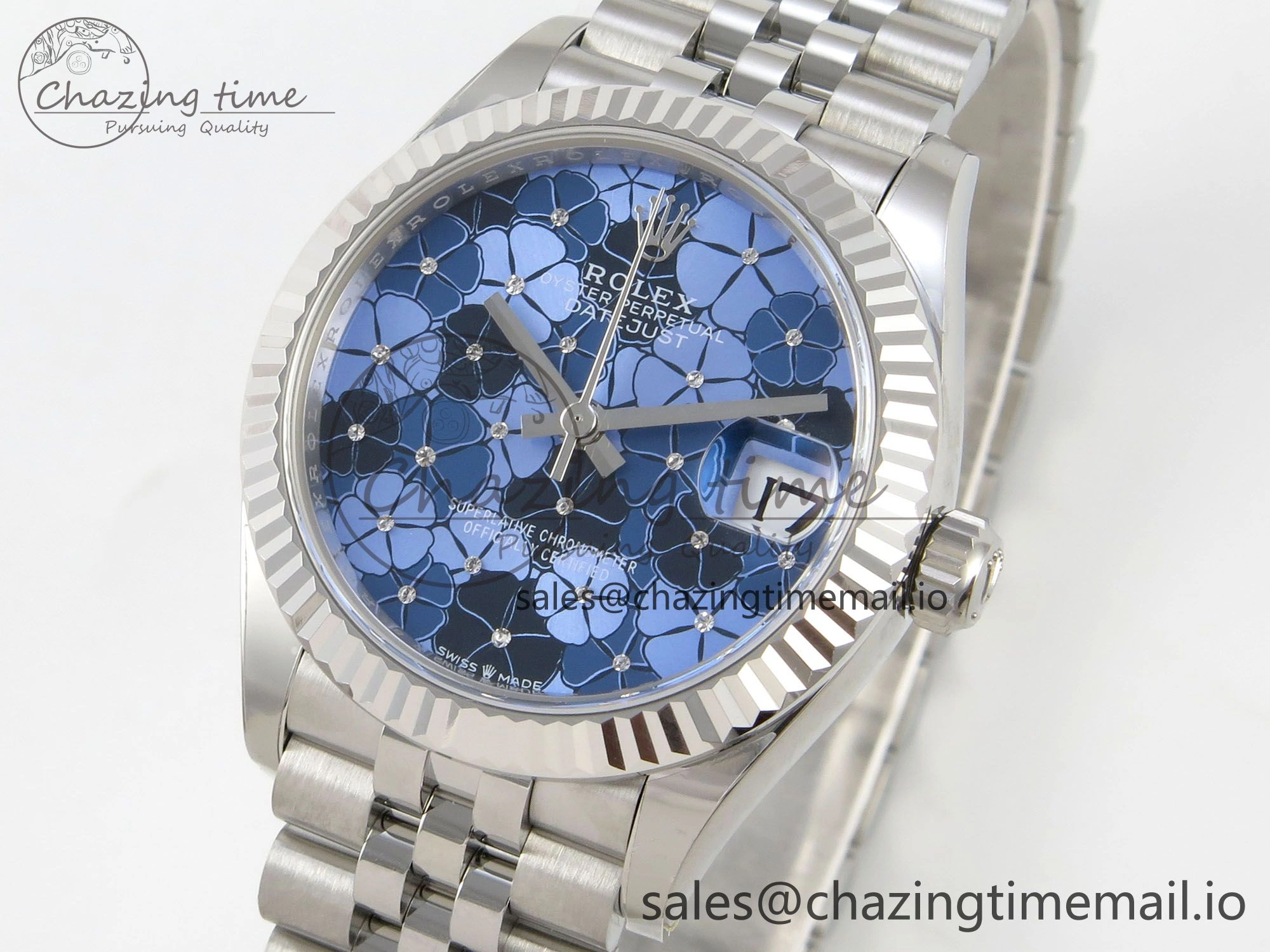 DateJust 31 278274 THBF 1:1 Best Edition 904L Steel Fluted Blue Floral Dial on SS Jubilee Bracelet HZ Cal.2236