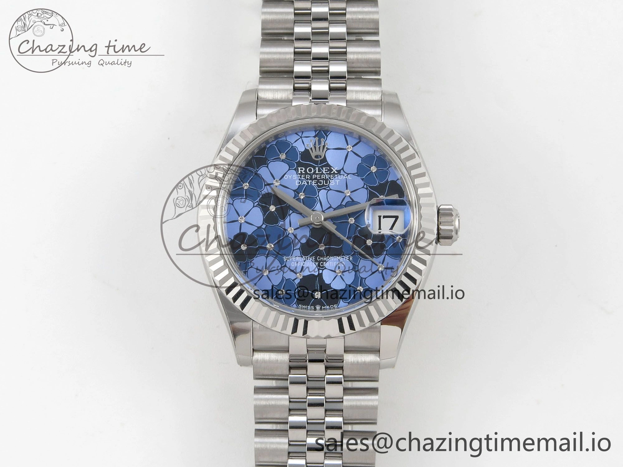 DateJust 31 278274 THBF 1:1 Best Edition 904L Steel Fluted Blue Floral Dial on SS Jubilee Bracelet HZ Cal.2236