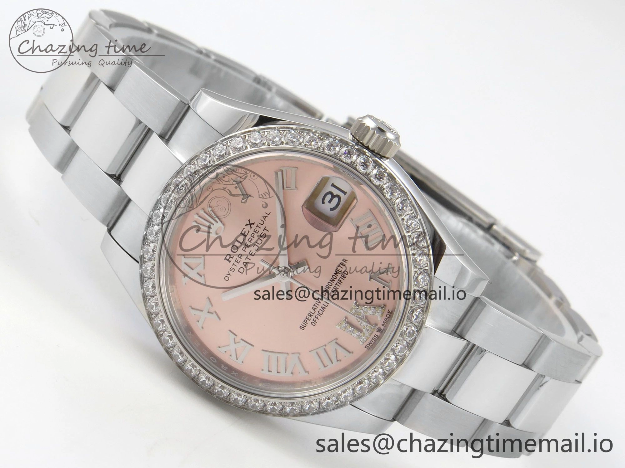 DateJust 31 278274 THBF 1:1 Best Edition 904L Steel RG Roman Dial Diamonds Bezel on SS Oyster Bracelet HZ Cal.2236