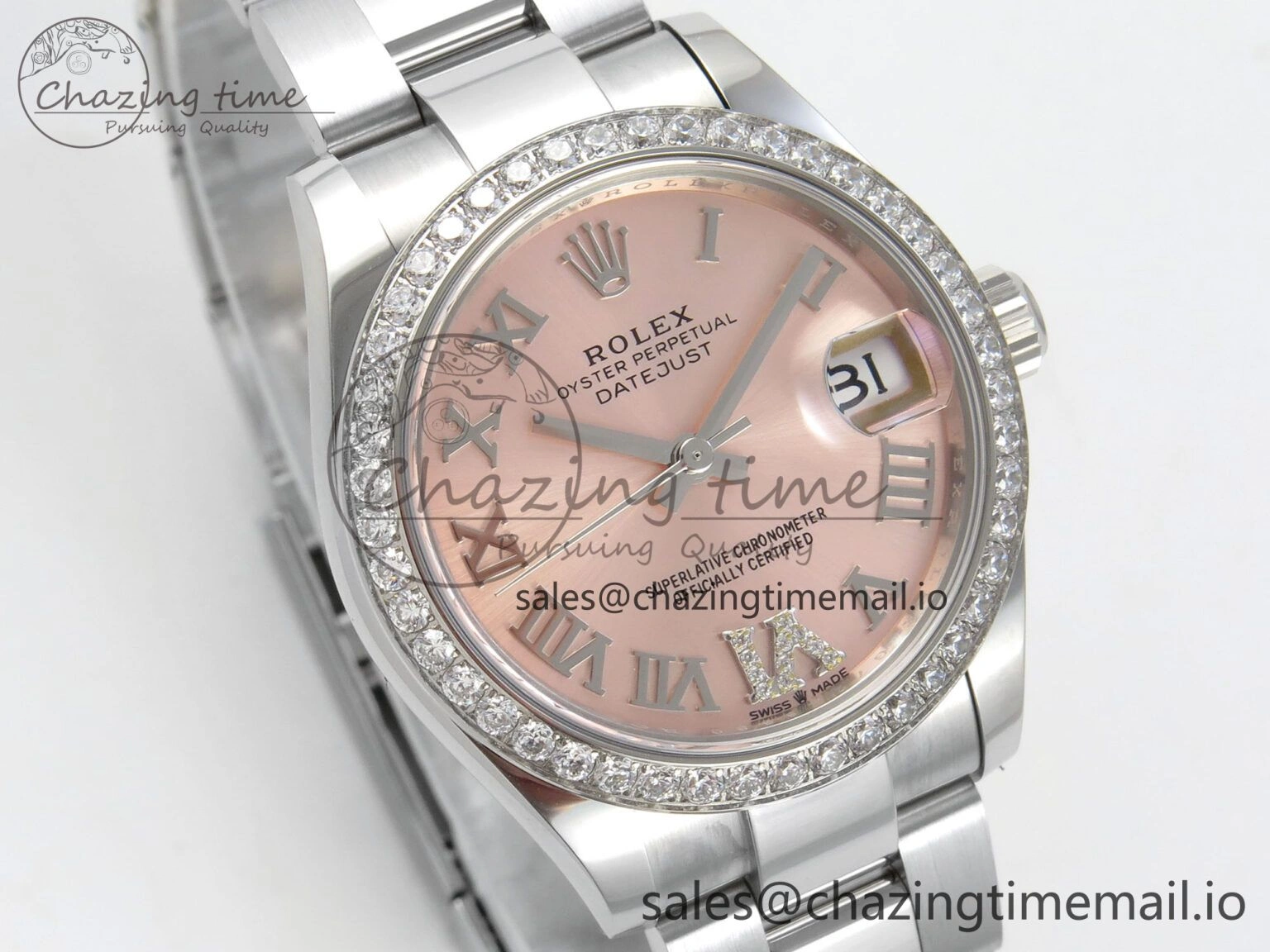 DateJust 31 278274 THBF 1:1 Best Edition 904L Steel RG Roman Dial Diamonds Bezel on SS Oyster Bracelet HZ Cal.2236