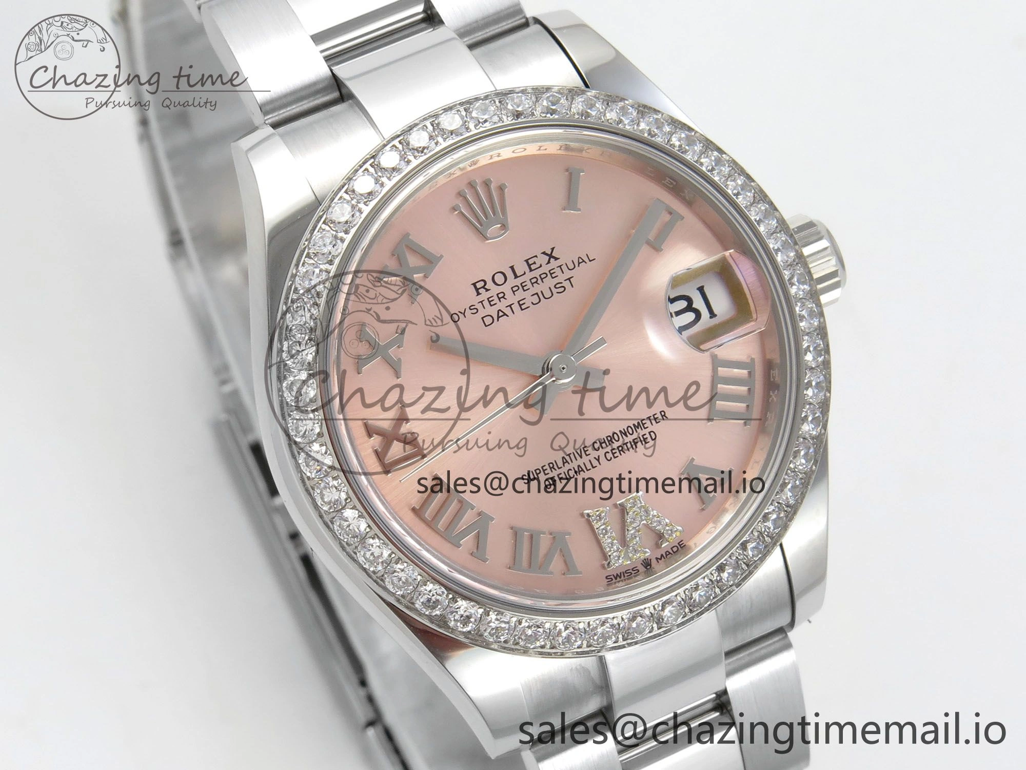 DateJust 31 278274 THBF 1:1 Best Edition 904L Steel RG Roman Dial Diamonds Bezel on SS Oyster Bracelet HZ Cal.2236