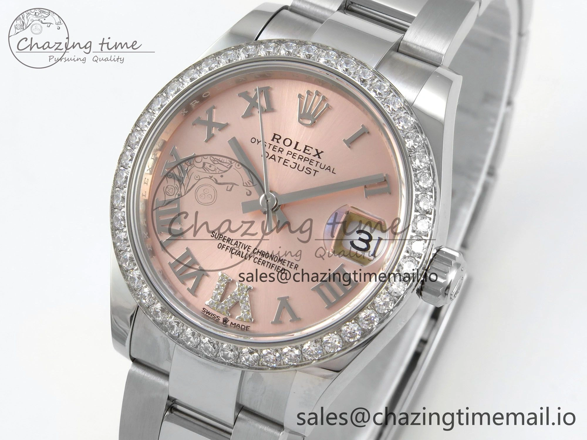 DateJust 31 278274 THBF 1:1 Best Edition 904L Steel RG Roman Dial Diamonds Bezel on SS Oyster Bracelet HZ Cal.2236