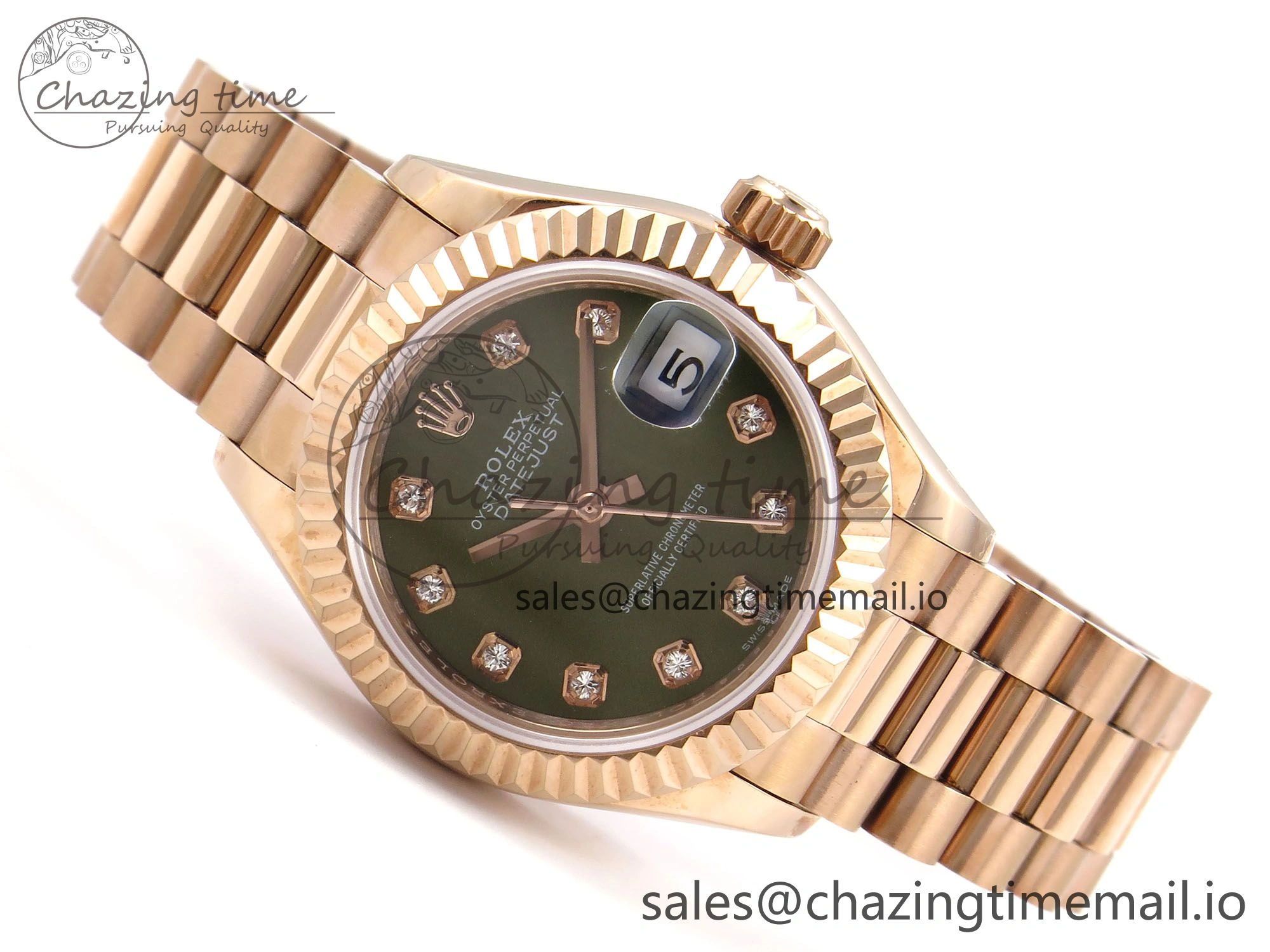 DateJust 31 278275 RG GMF 1:1 Best Edition 904L Steel Green Diamonds Dial on Jubilee Bracelet A2824