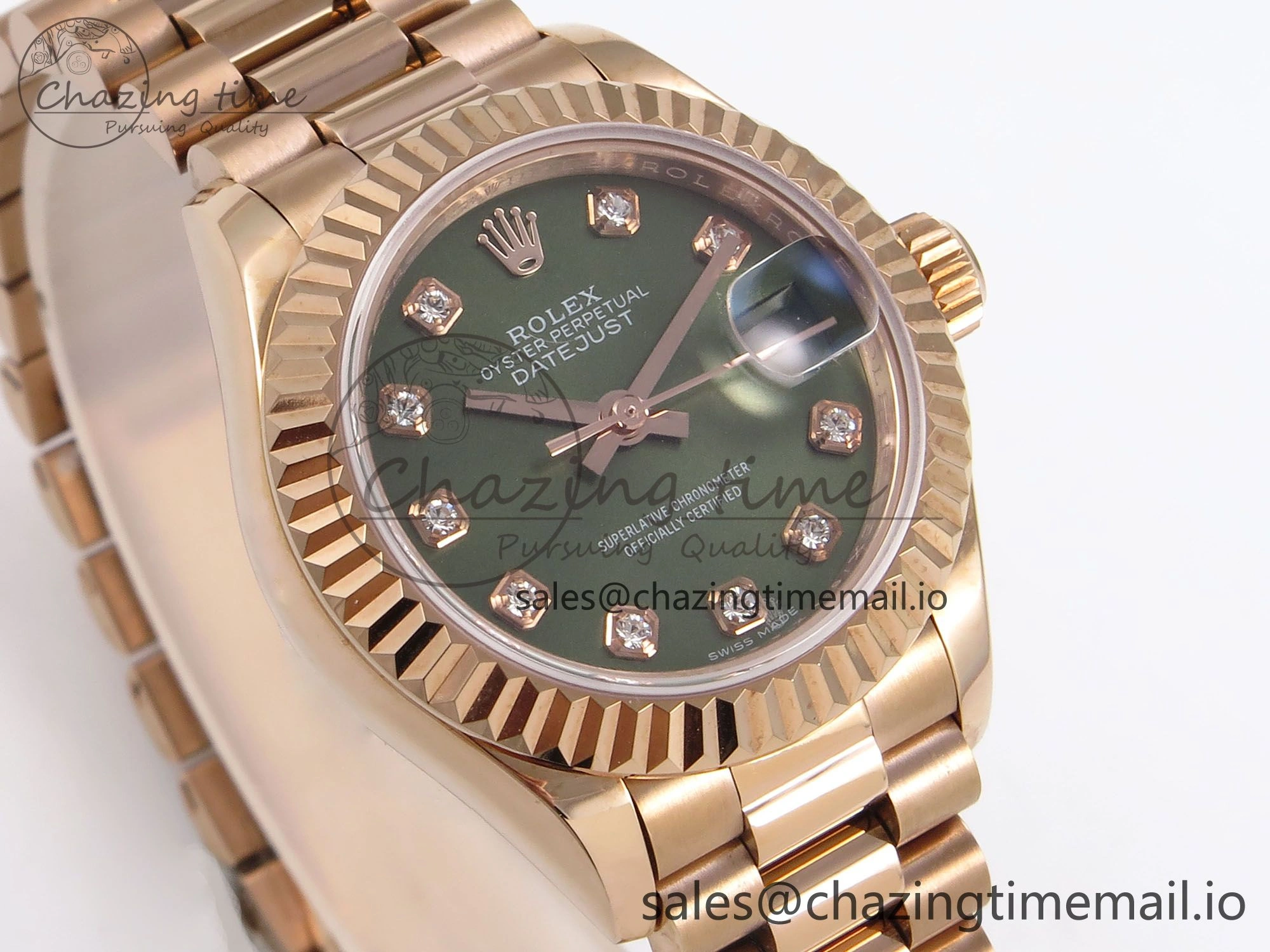 DateJust 31 278275 RG GMF 1:1 Best Edition 904L Steel Green Diamonds Dial on Jubilee Bracelet A2824