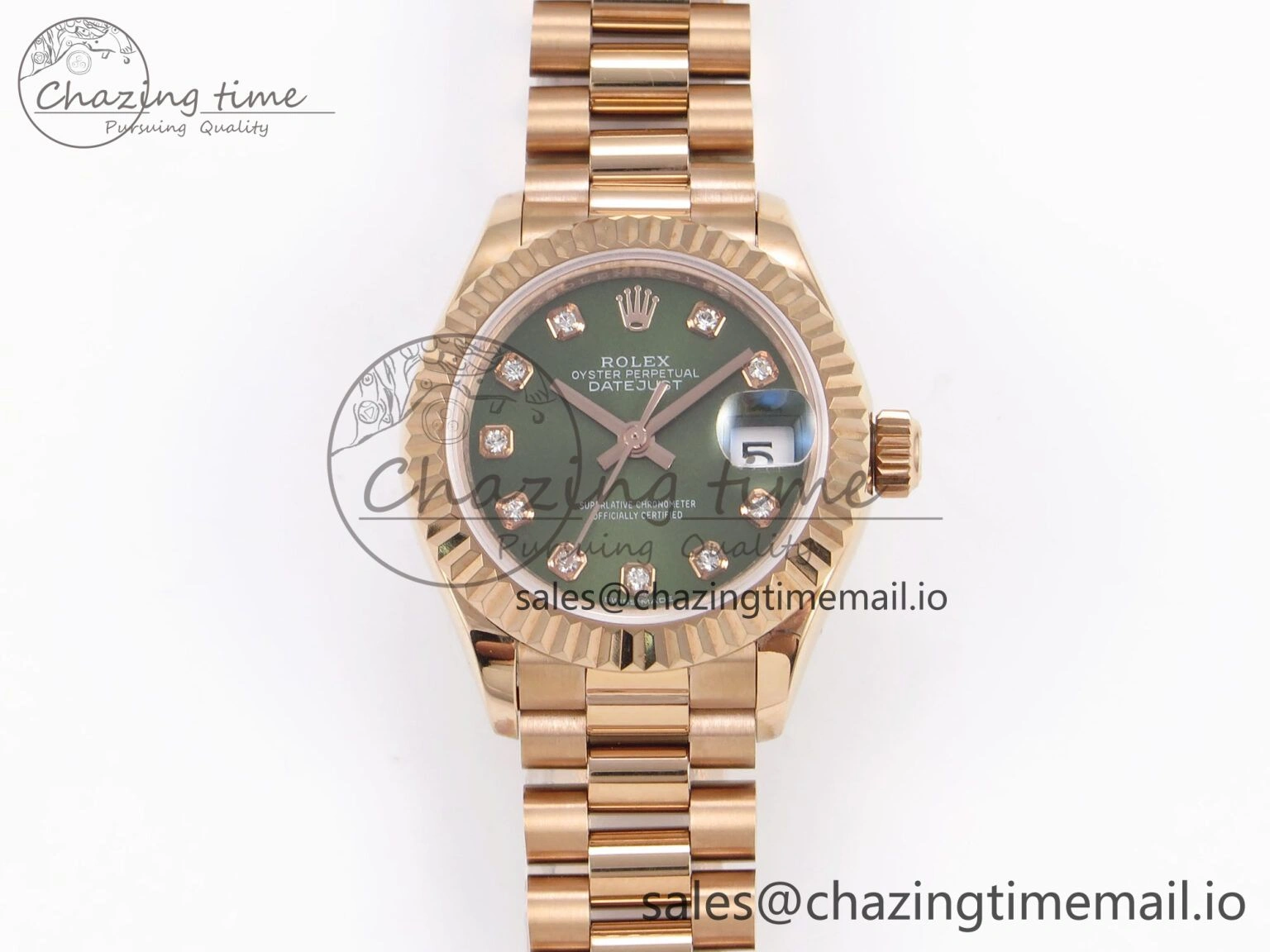 DateJust 31 278275 RG GMF 1:1 Best Edition 904L Steel Green Diamonds Dial on Jubilee Bracelet A2824