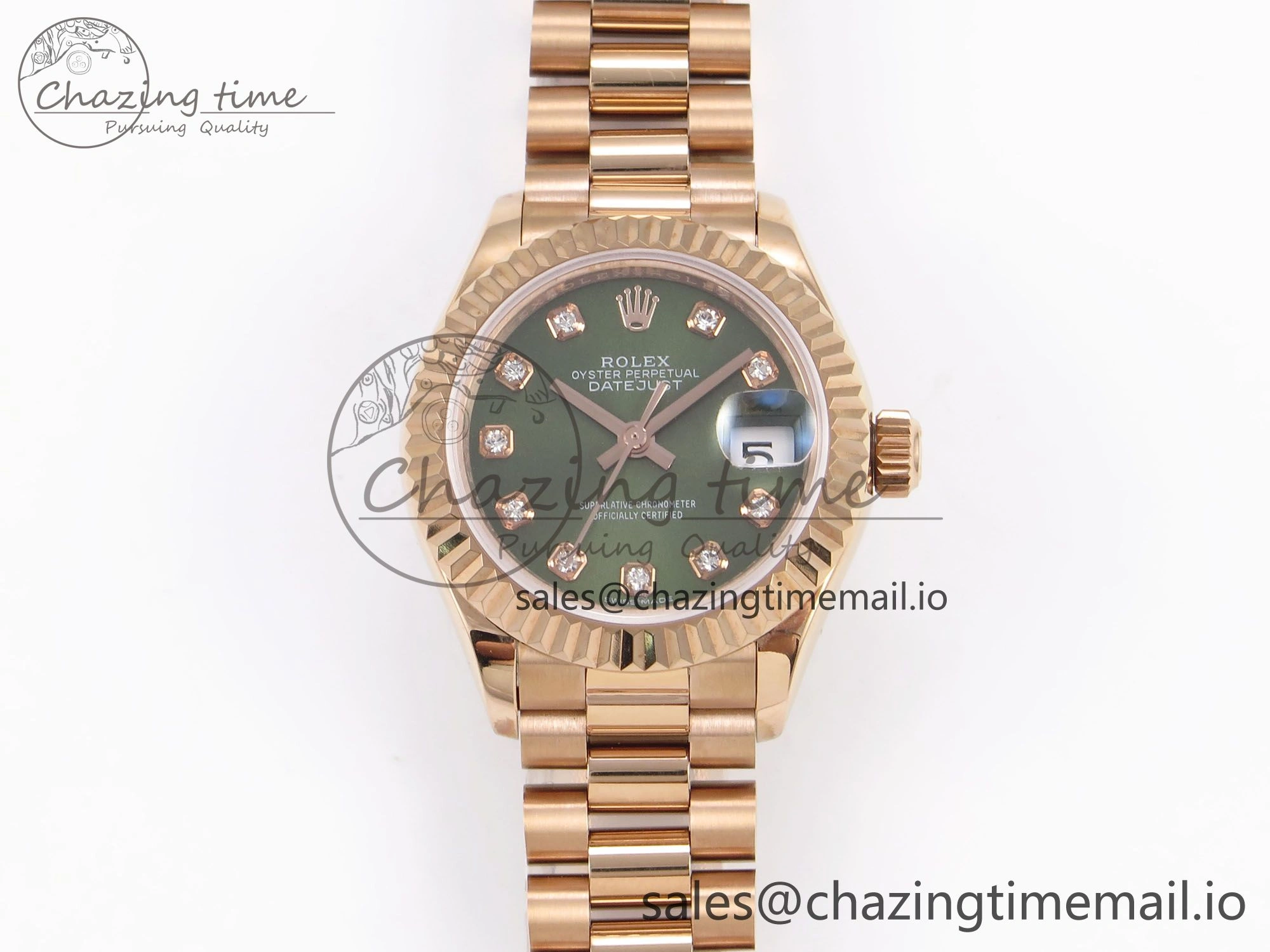 DateJust 31 278275 RG GMF 1:1 Best Edition 904L Steel Green Diamonds Dial on Jubilee Bracelet A2824