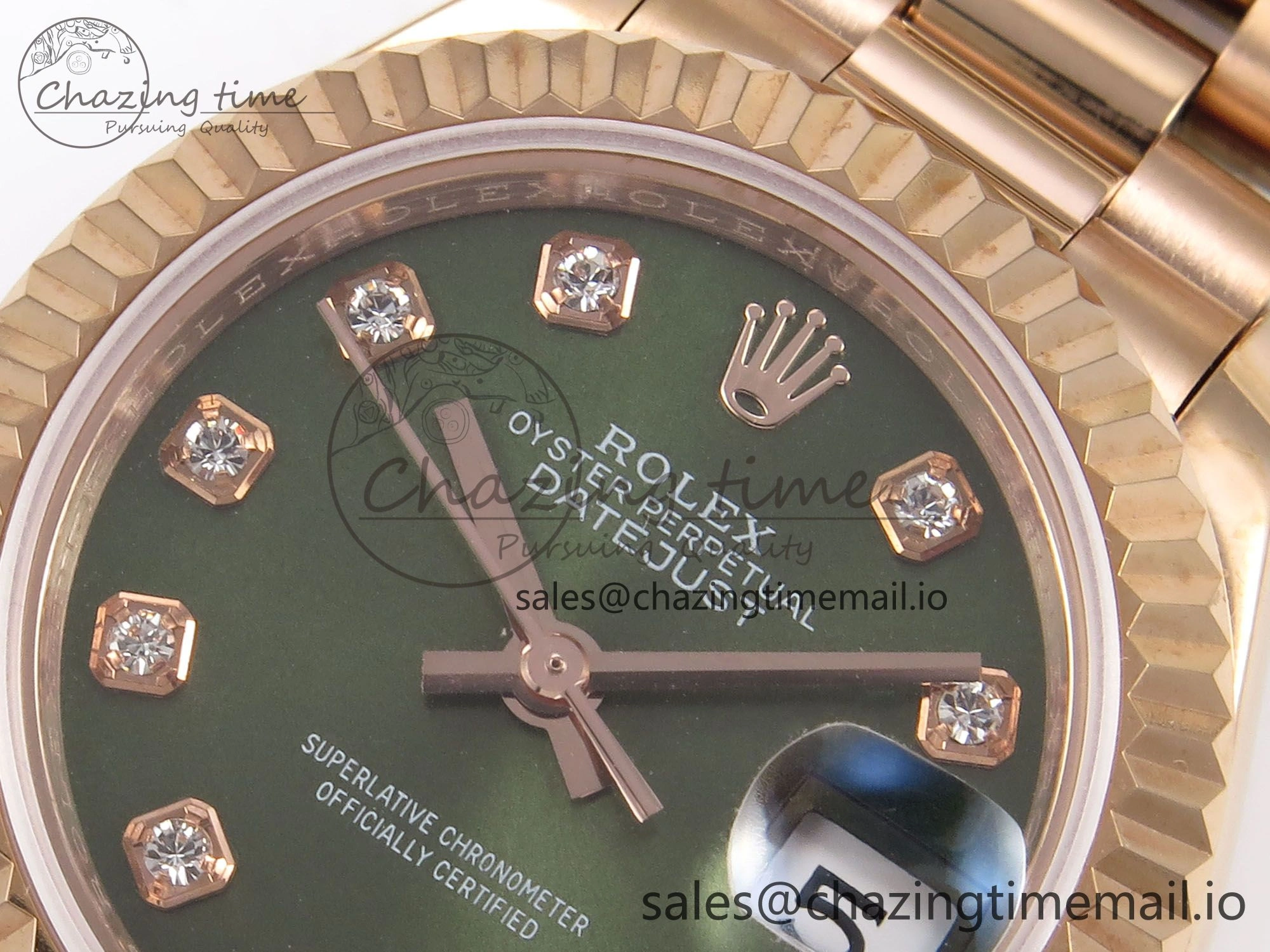 DateJust 31 278275 RG GMF 1:1 Best Edition 904L Steel Green Diamonds Dial on Jubilee Bracelet A2824