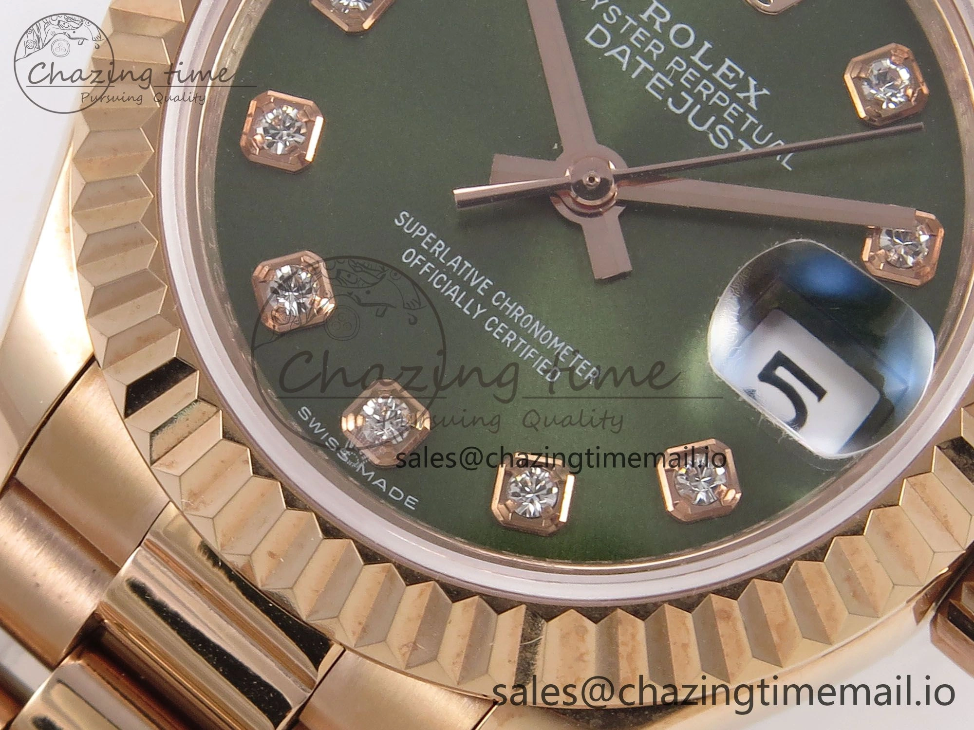 DateJust 31 278275 RG GMF 1:1 Best Edition 904L Steel Green Diamonds Dial on Jubilee Bracelet A2824