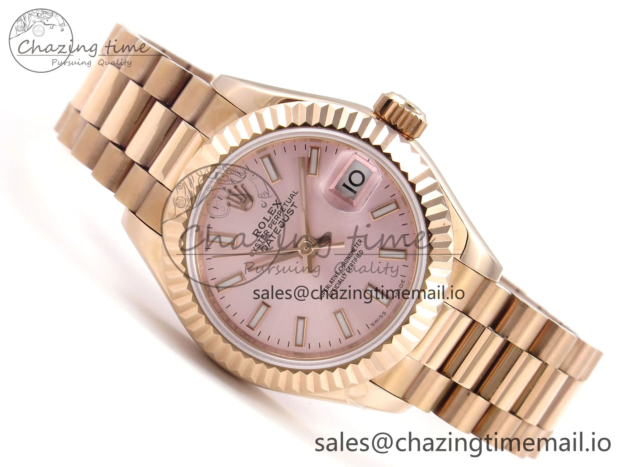 DateJust 31 278275 RG GMF 1:1 Best Edition 904L Steel Pink Stick Dial on Jubilee Bracelet A2824