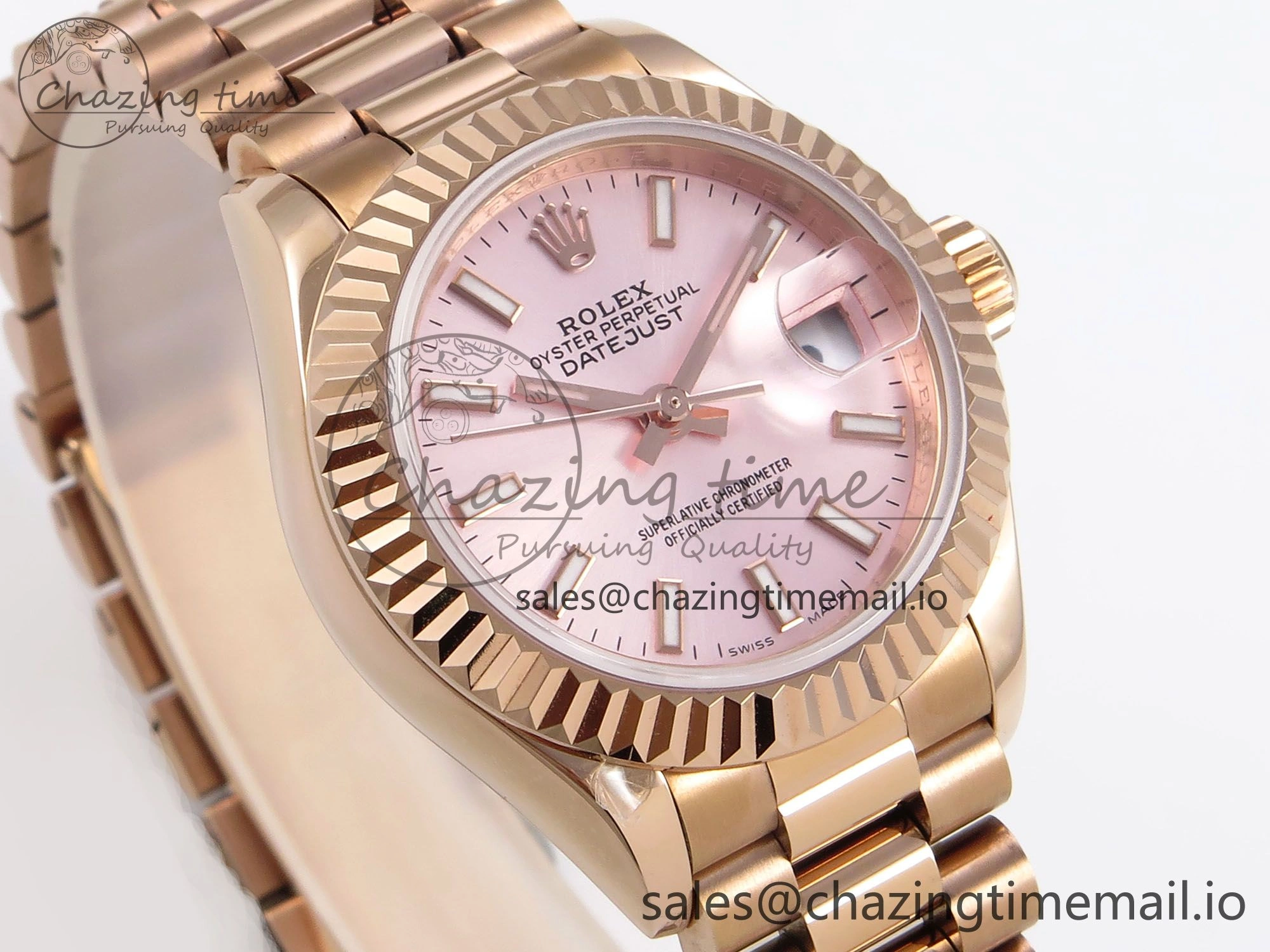 DateJust 31 278275 RG GMF 1:1 Best Edition 904L Steel Pink Stick Dial on Jubilee Bracelet A2824