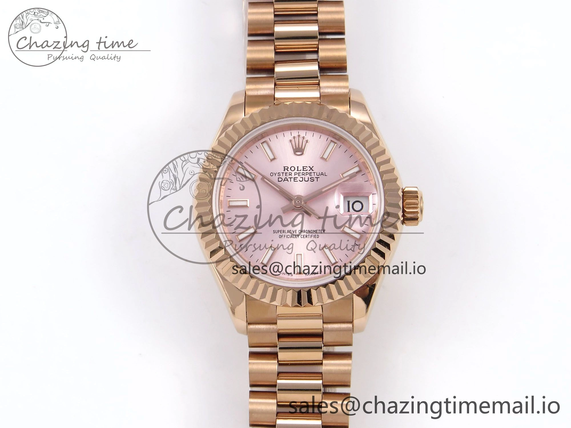 DateJust 31 278275 RG GMF 1:1 Best Edition 904L Steel Pink Stick Dial on Jubilee Bracelet A2824