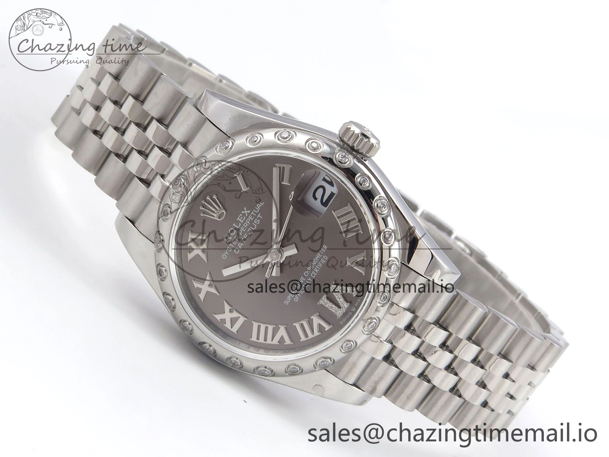 DateJust 31 278344RBR SS GMF 1:1 Best Edition 904L Steel Gray Roman Diamonds Dial on Jubilee Bracelet A2824