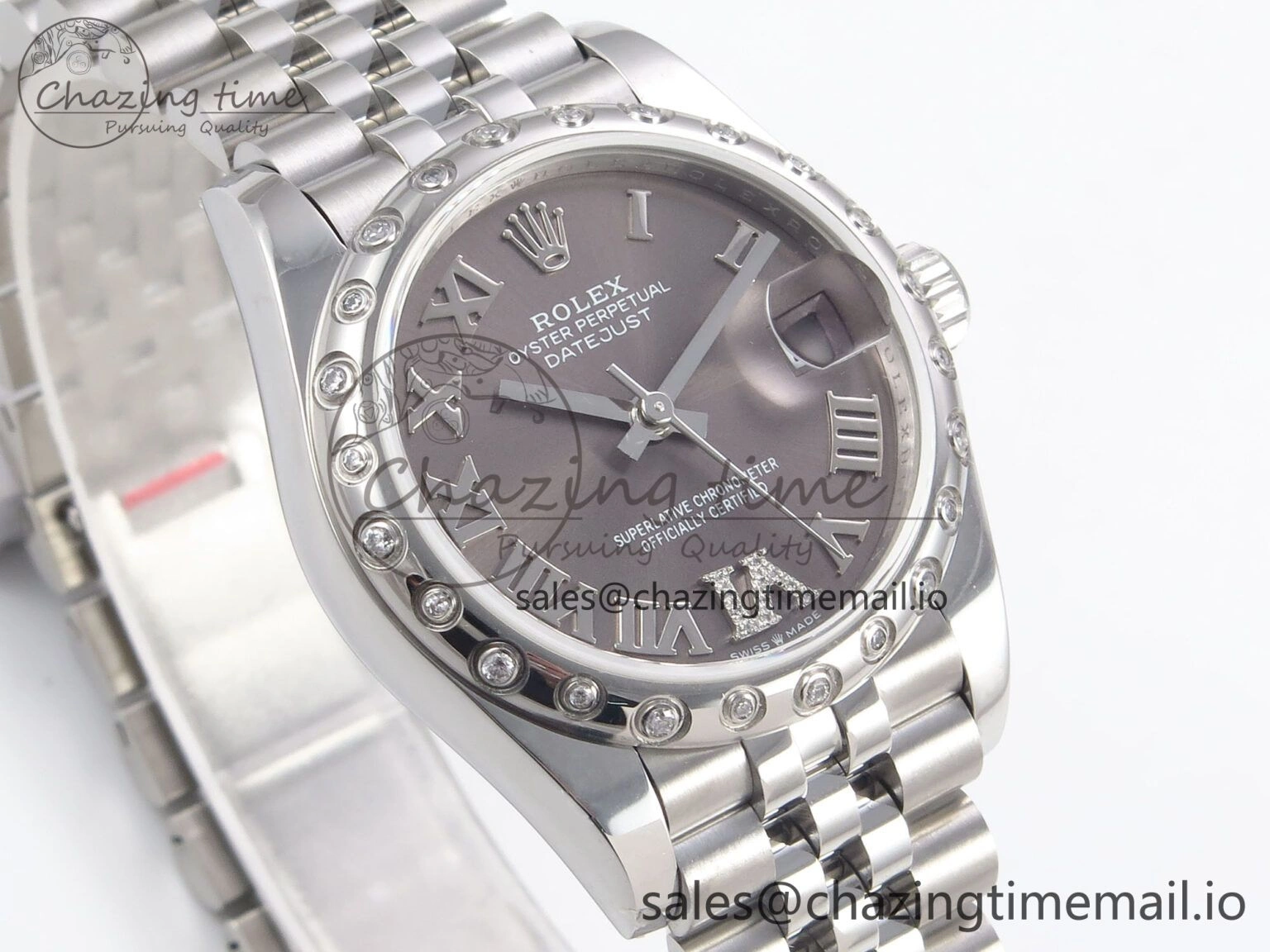 DateJust 31 278344RBR SS GMF 1:1 Best Edition 904L Steel Gray Roman Diamonds Dial on Jubilee Bracelet A2824