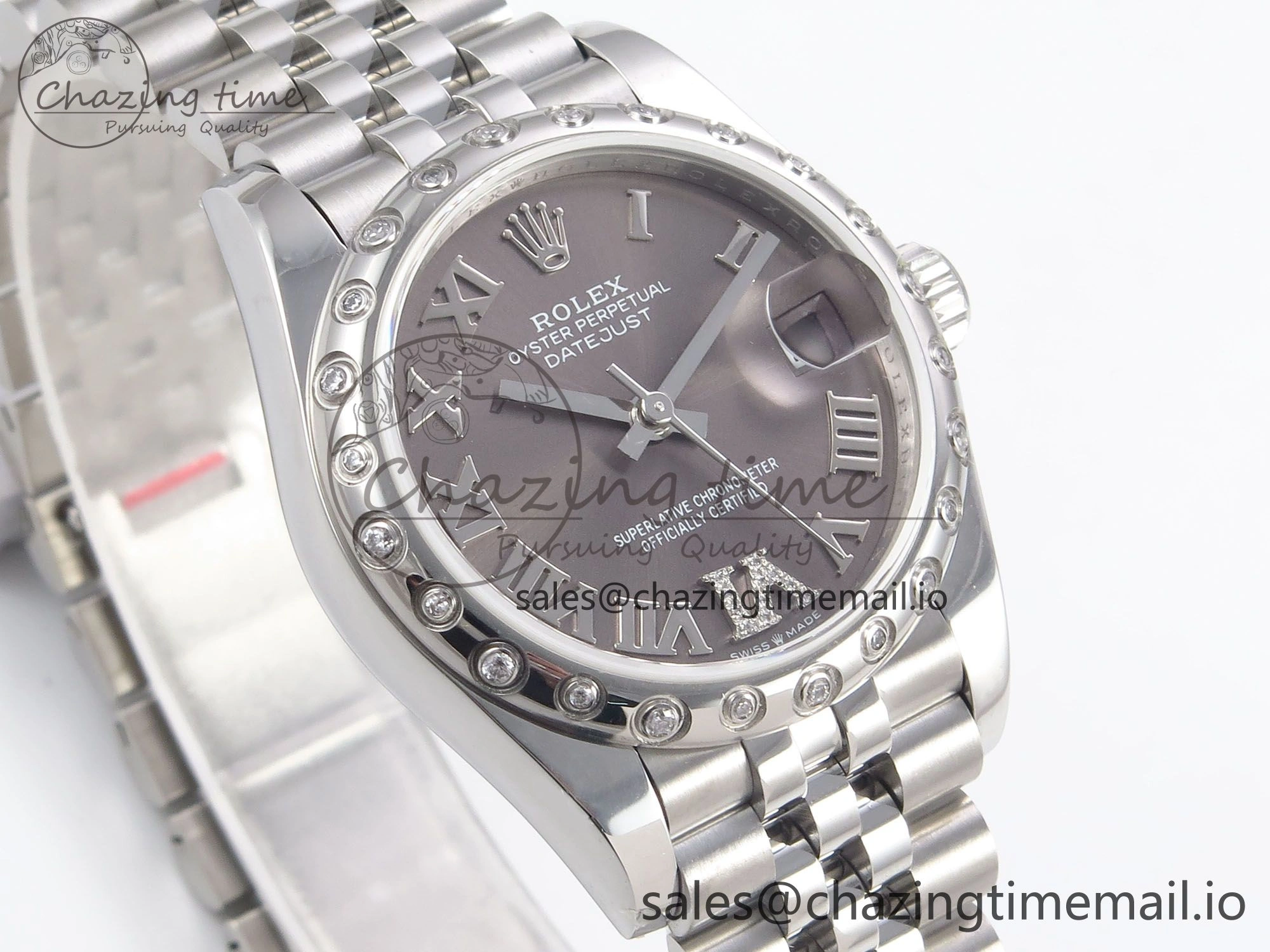 DateJust 31 278344RBR SS GMF 1:1 Best Edition 904L Steel Gray Roman Diamonds Dial on Jubilee Bracelet A2824