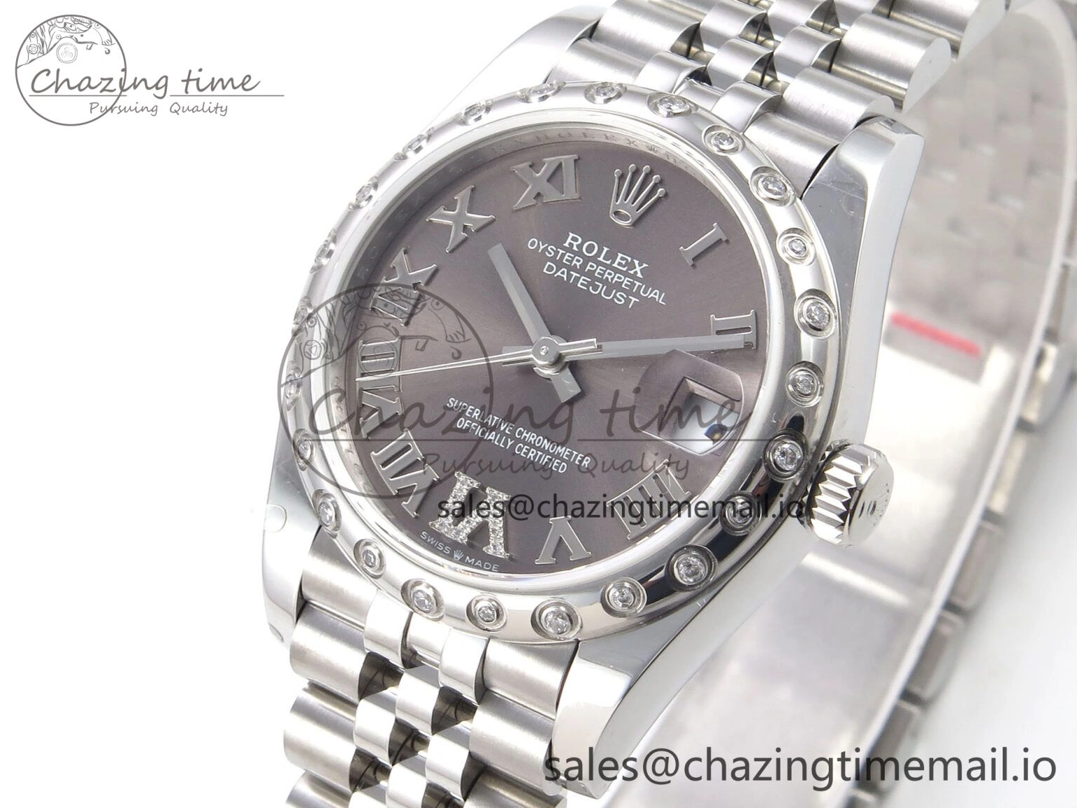 DateJust 31 278344RBR SS GMF 1:1 Best Edition 904L Steel Gray Roman Diamonds Dial on Jubilee Bracelet A2824