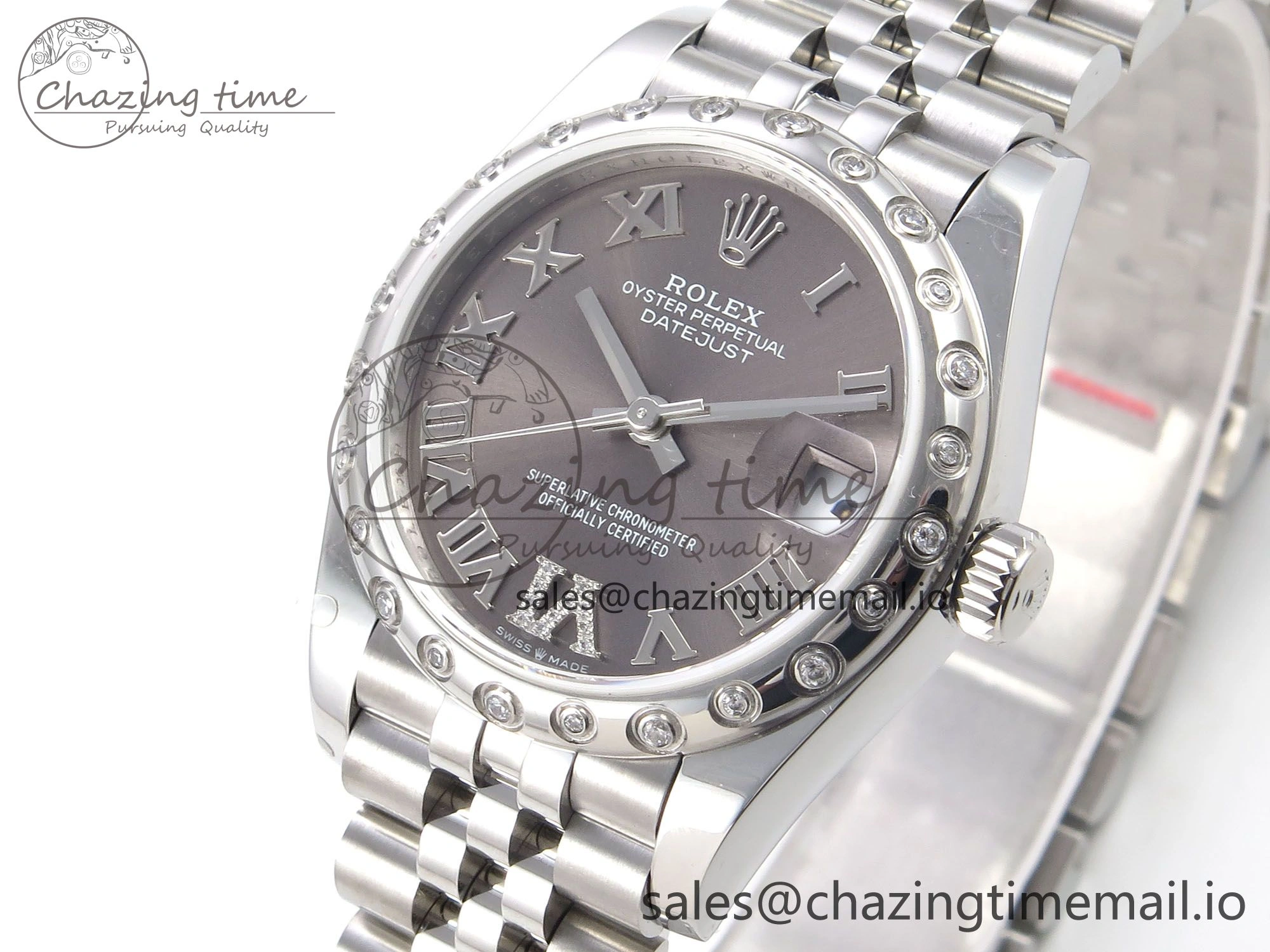 DateJust 31 278344RBR SS GMF 1:1 Best Edition 904L Steel Gray Roman Diamonds Dial on Jubilee Bracelet A2824