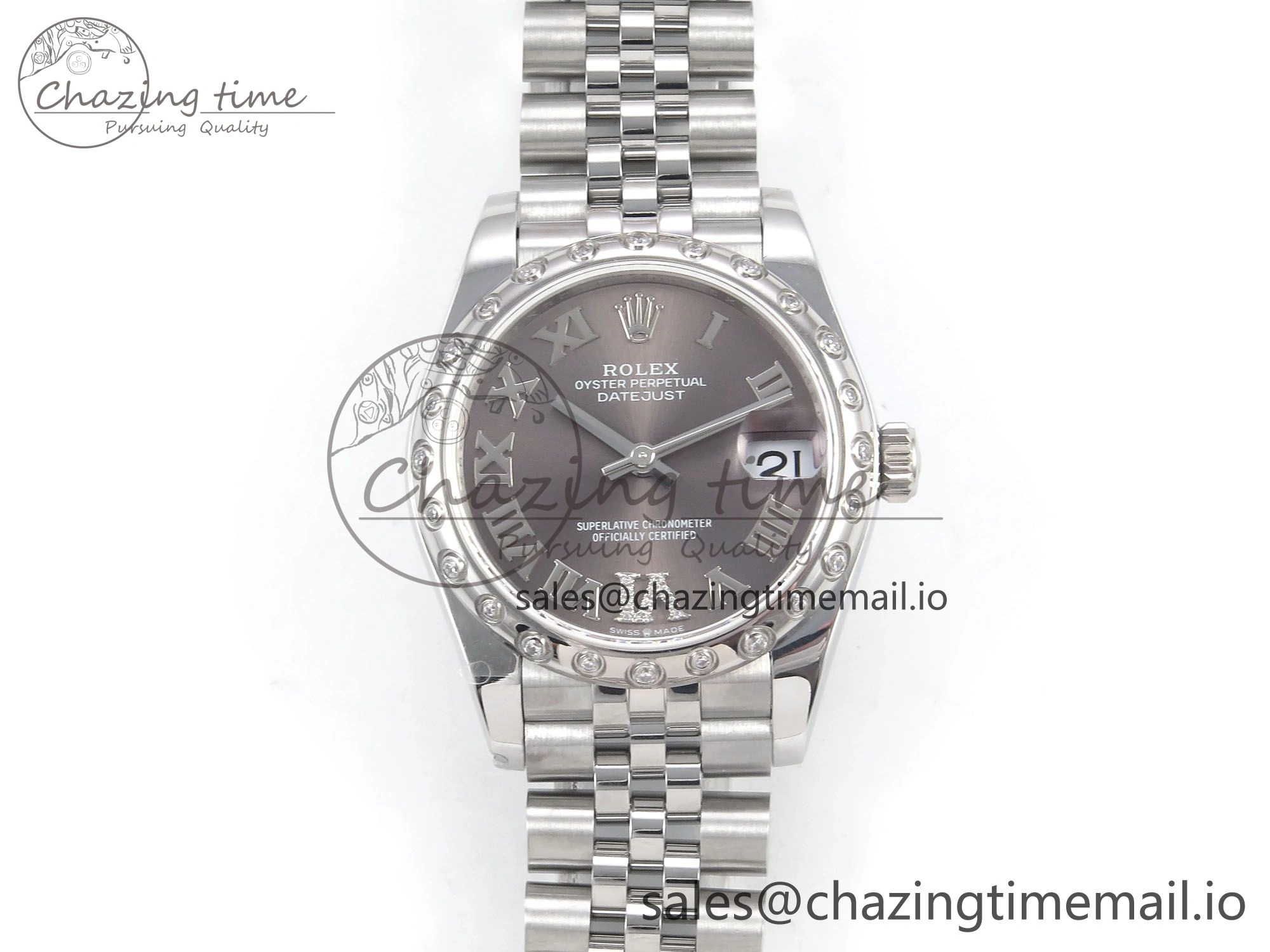 DateJust 31 278344RBR SS GMF 1:1 Best Edition 904L Steel Gray Roman Diamonds Dial on Jubilee Bracelet A2824
