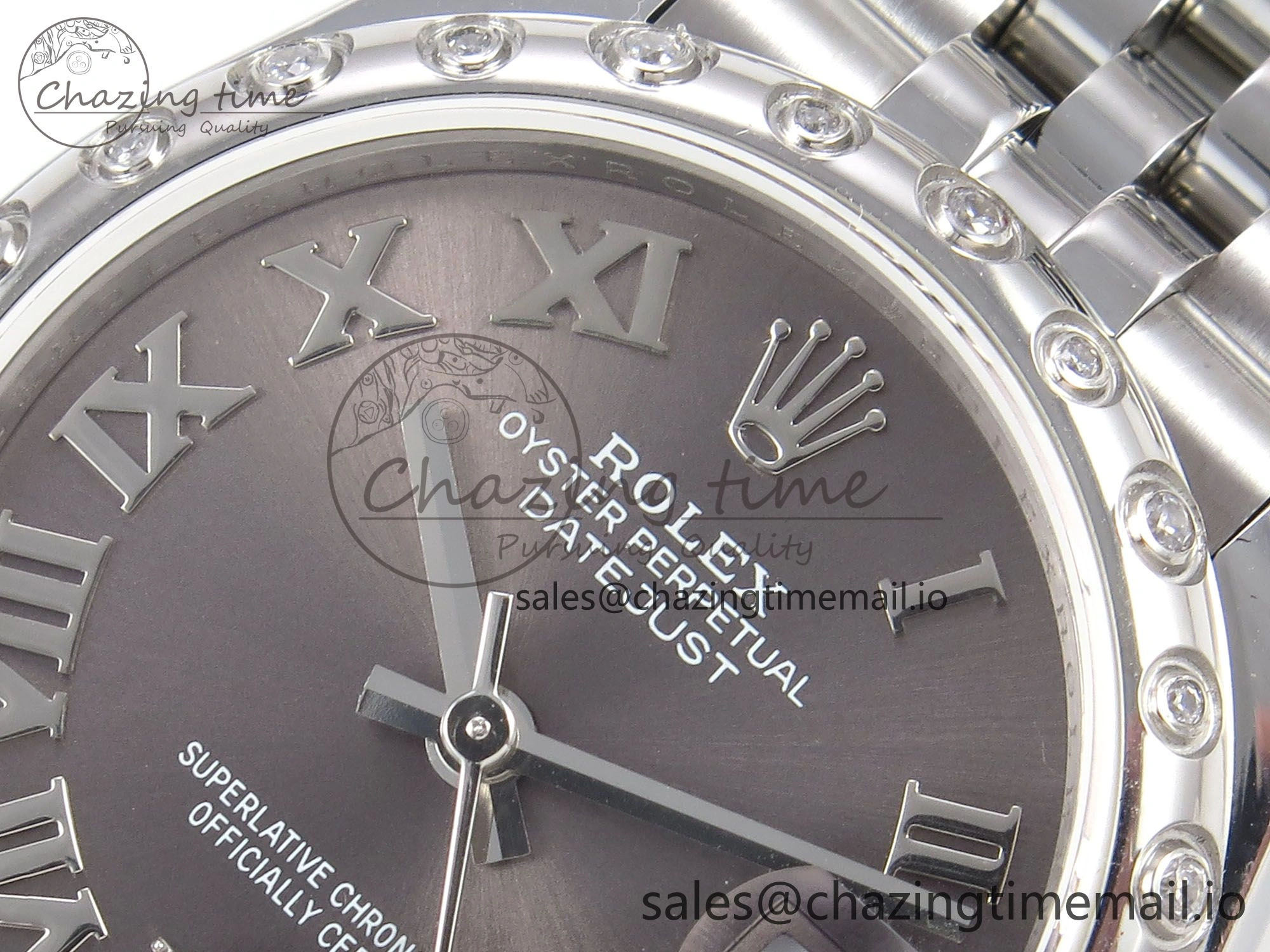 DateJust 31 278344RBR SS GMF 1:1 Best Edition 904L Steel Gray Roman Diamonds Dial on Jubilee Bracelet A2824