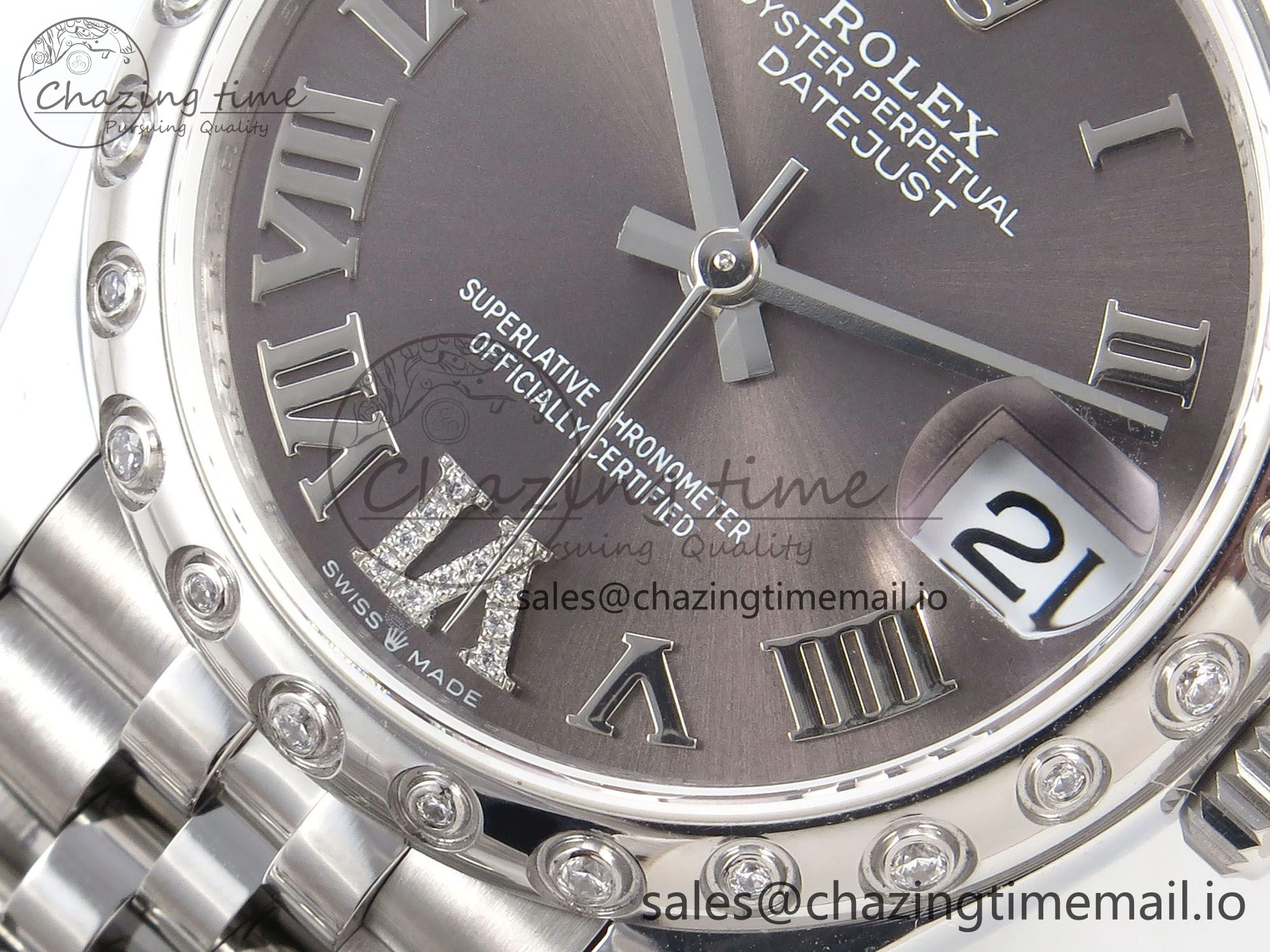 DateJust 31 278344RBR SS GMF 1:1 Best Edition 904L Steel Gray Roman Diamonds Dial on Jubilee Bracelet A2824