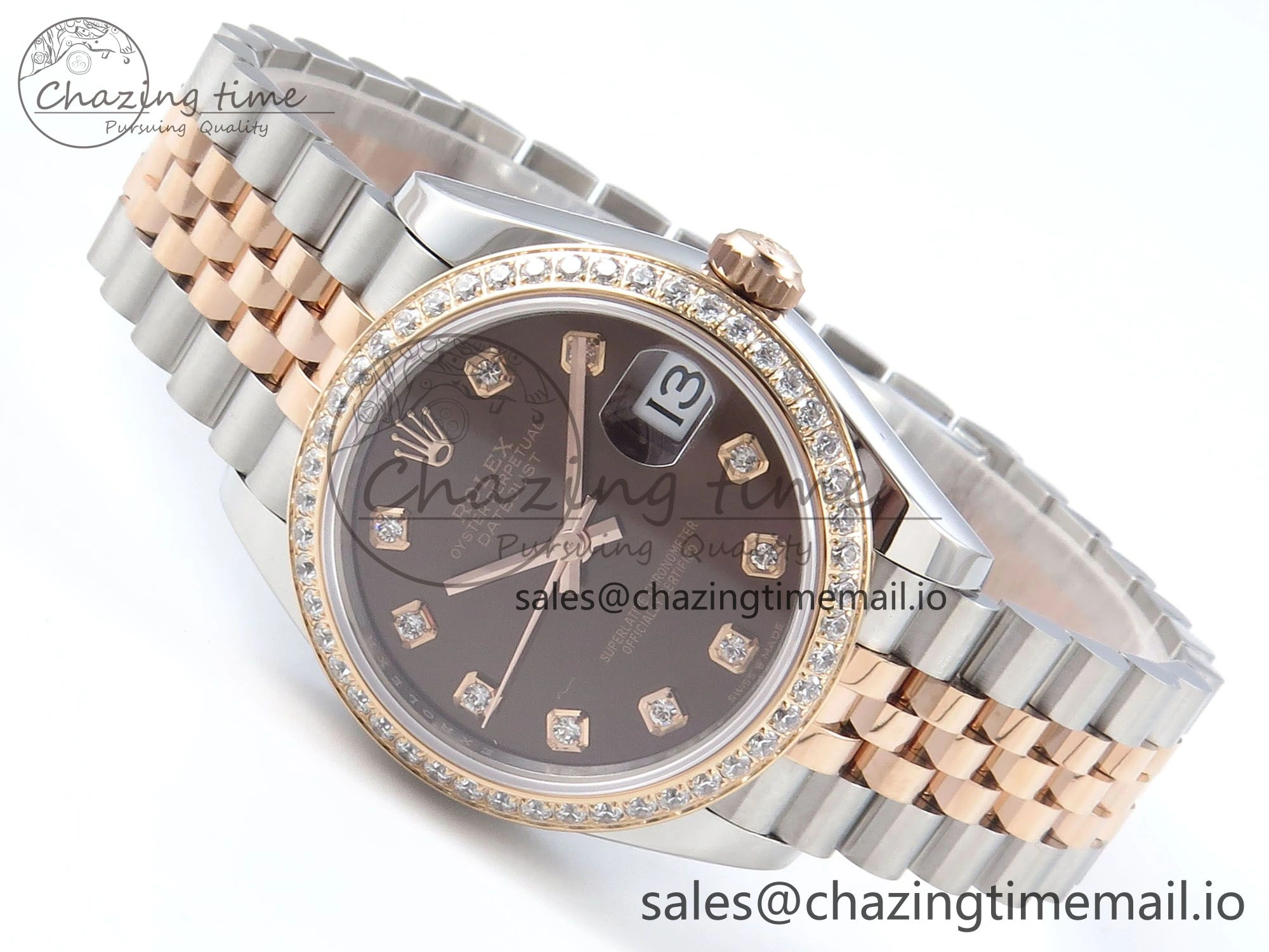 DateJust 31 278381RBR ARF 1:1 Best Edition 904L Steel Brown Diamonds Dial Diamonds Bezel on SS RG Jubilee Bracelet ETA 2688