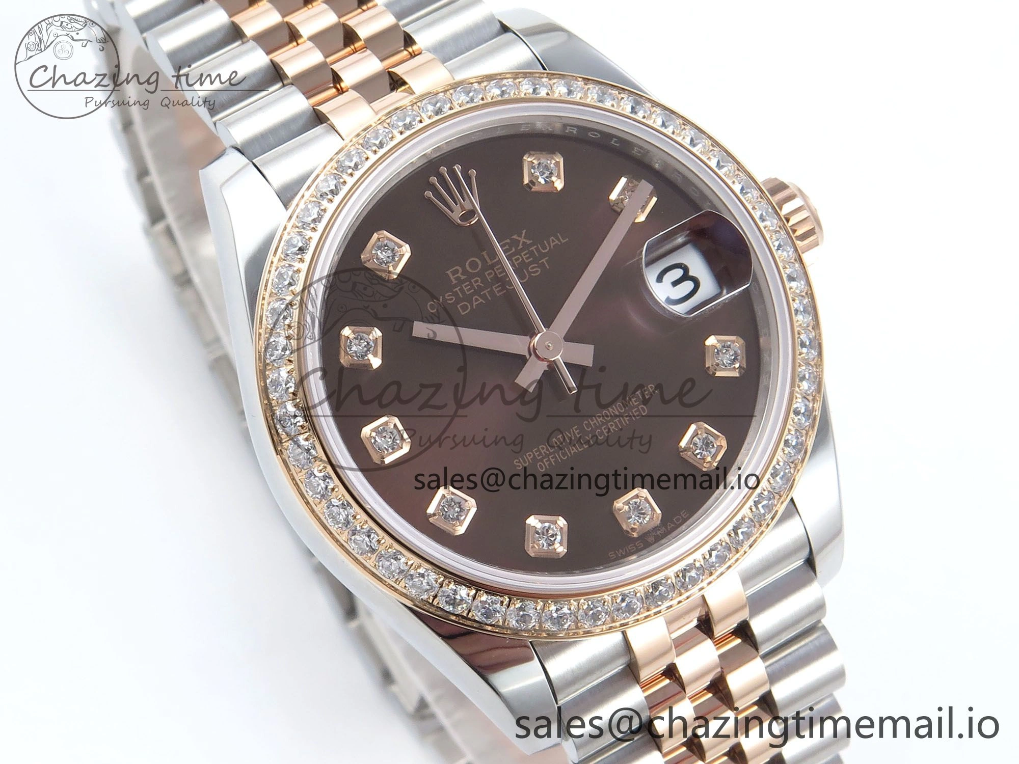 DateJust 31 278381RBR ARF 1:1 Best Edition 904L Steel Brown Diamonds Dial Diamonds Bezel on SS RG Jubilee Bracelet ETA 2688