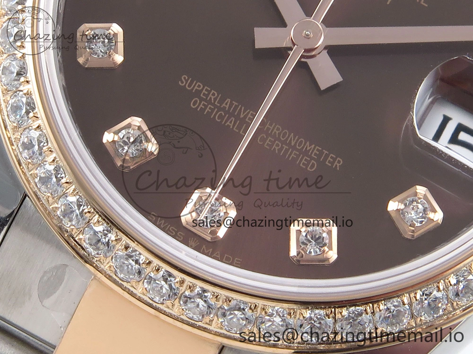 DateJust 31 278381RBR ARF 1:1 Best Edition 904L Steel Brown Diamonds Dial Diamonds Bezel on SS RG Oyster Bracelet ETA 2688