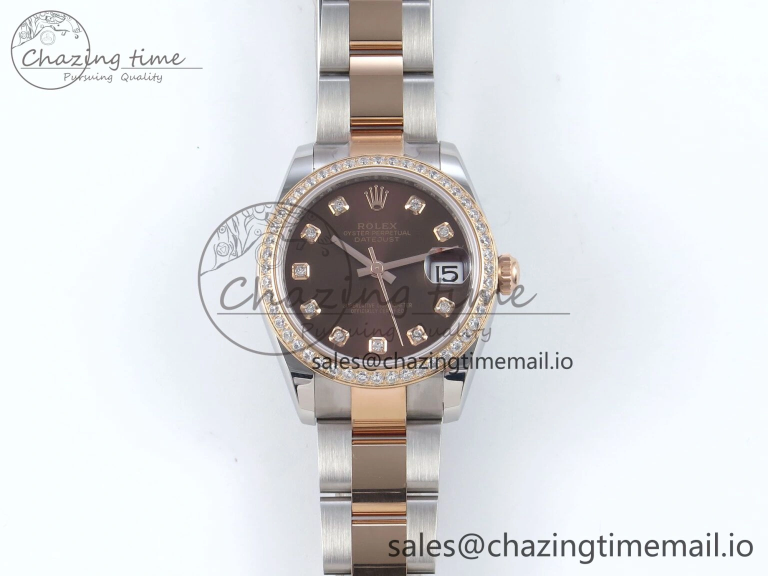 DateJust 31 278381RBR ARF 1:1 Best Edition 904L Steel Brown Diamonds Dial Diamonds Bezel on SS RG Oyster Bracelet ETA 2688