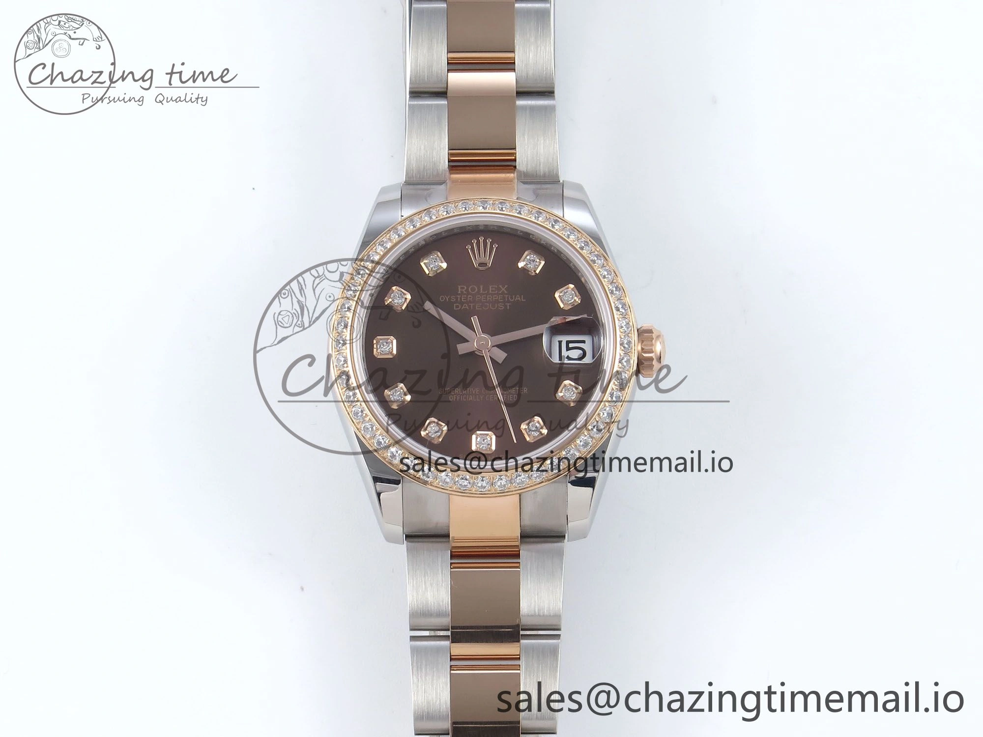 DateJust 31 278381RBR ARF 1:1 Best Edition 904L Steel Brown Diamonds Dial Diamonds Bezel on SS RG Oyster Bracelet ETA 2688