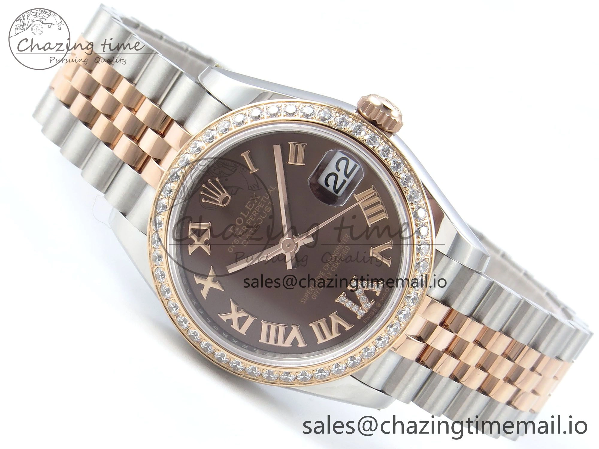 DateJust 31 278381RBR ARF 1:1 Best Edition 904L Steel Brown Roman Diamonds Dial Diamonds Bezel on SS RG Jubilee Bracelet ETA 2688