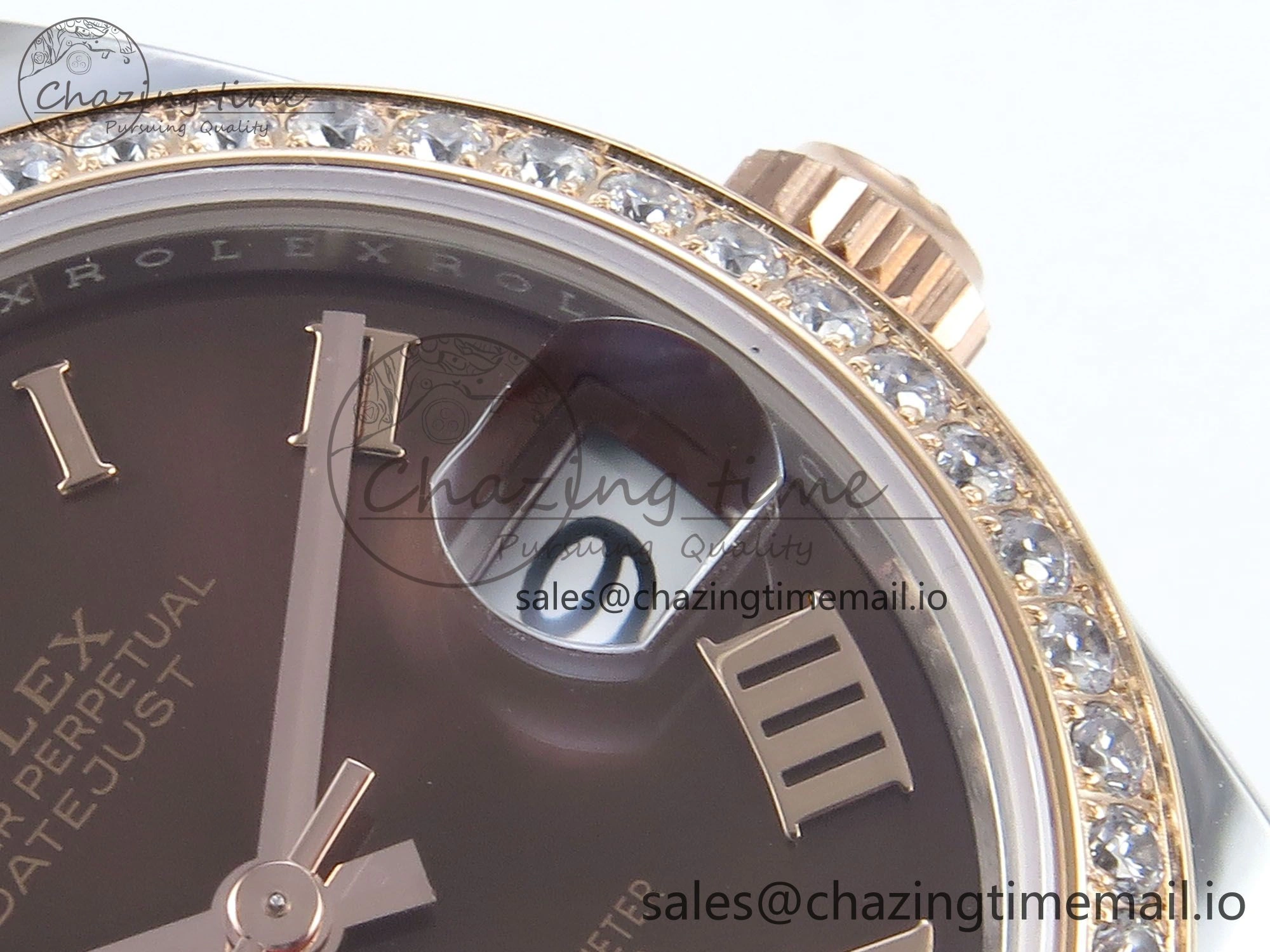 DateJust 31 278381RBR ARF 1:1 Best Edition 904L Steel Brown Roman Diamonds Dial Diamonds Bezel on SS RG Jubilee Bracelet ETA 2688