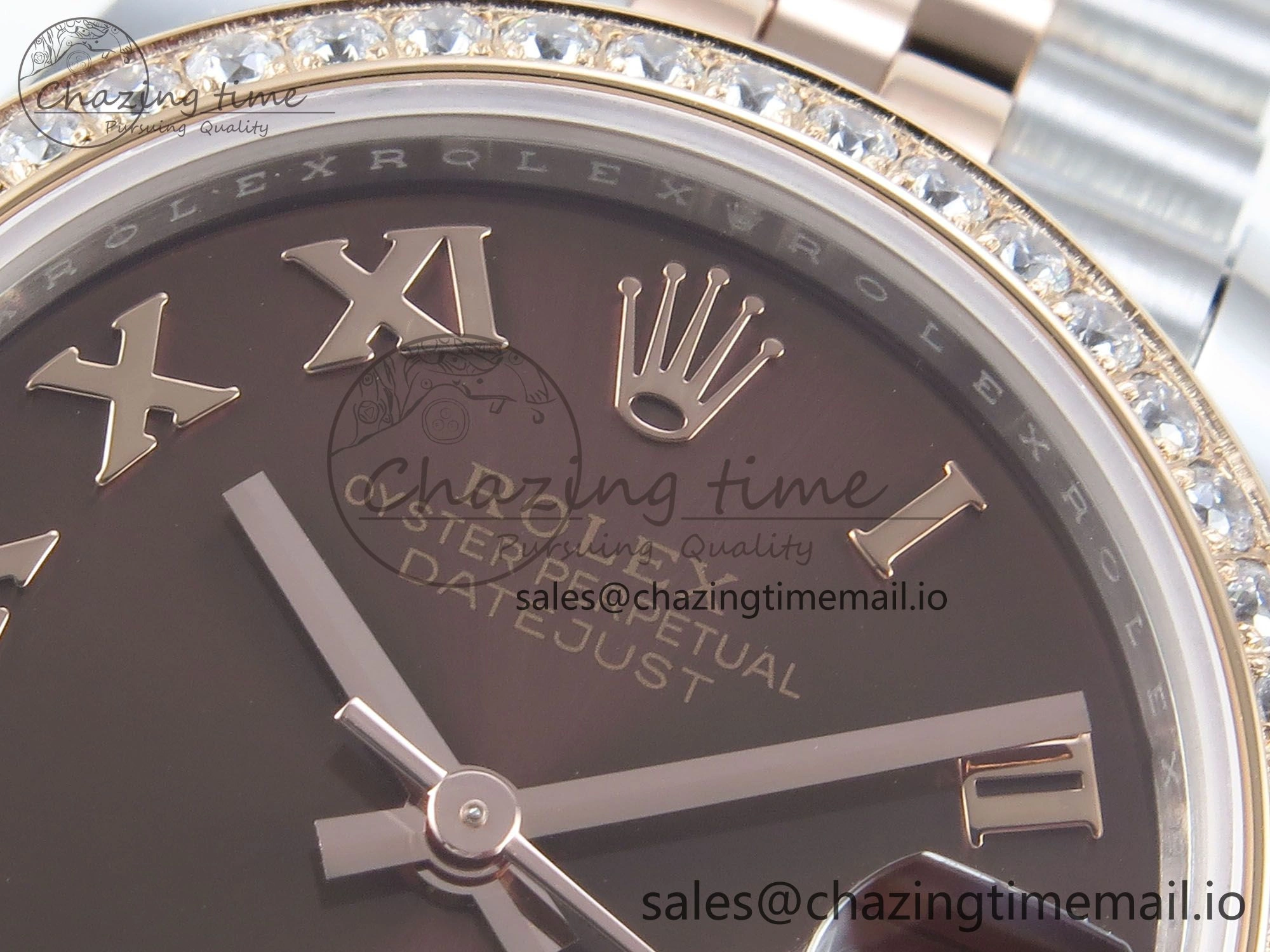 DateJust 31 278381RBR ARF 1:1 Best Edition 904L Steel Brown Roman Diamonds Dial Diamonds Bezel on SS RG Jubilee Bracelet ETA 2688