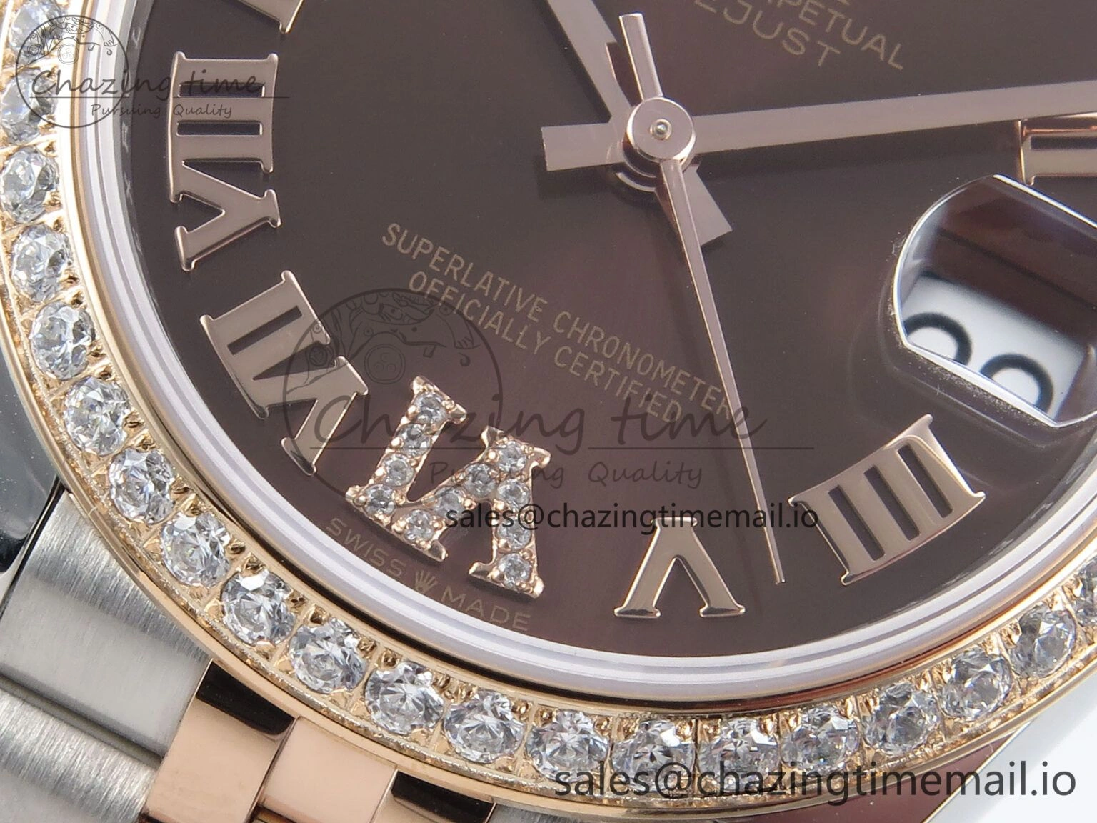 DateJust 31 278381RBR ARF 1:1 Best Edition 904L Steel Brown Roman Diamonds Dial Diamonds Bezel on SS RG Jubilee Bracelet ETA 2688