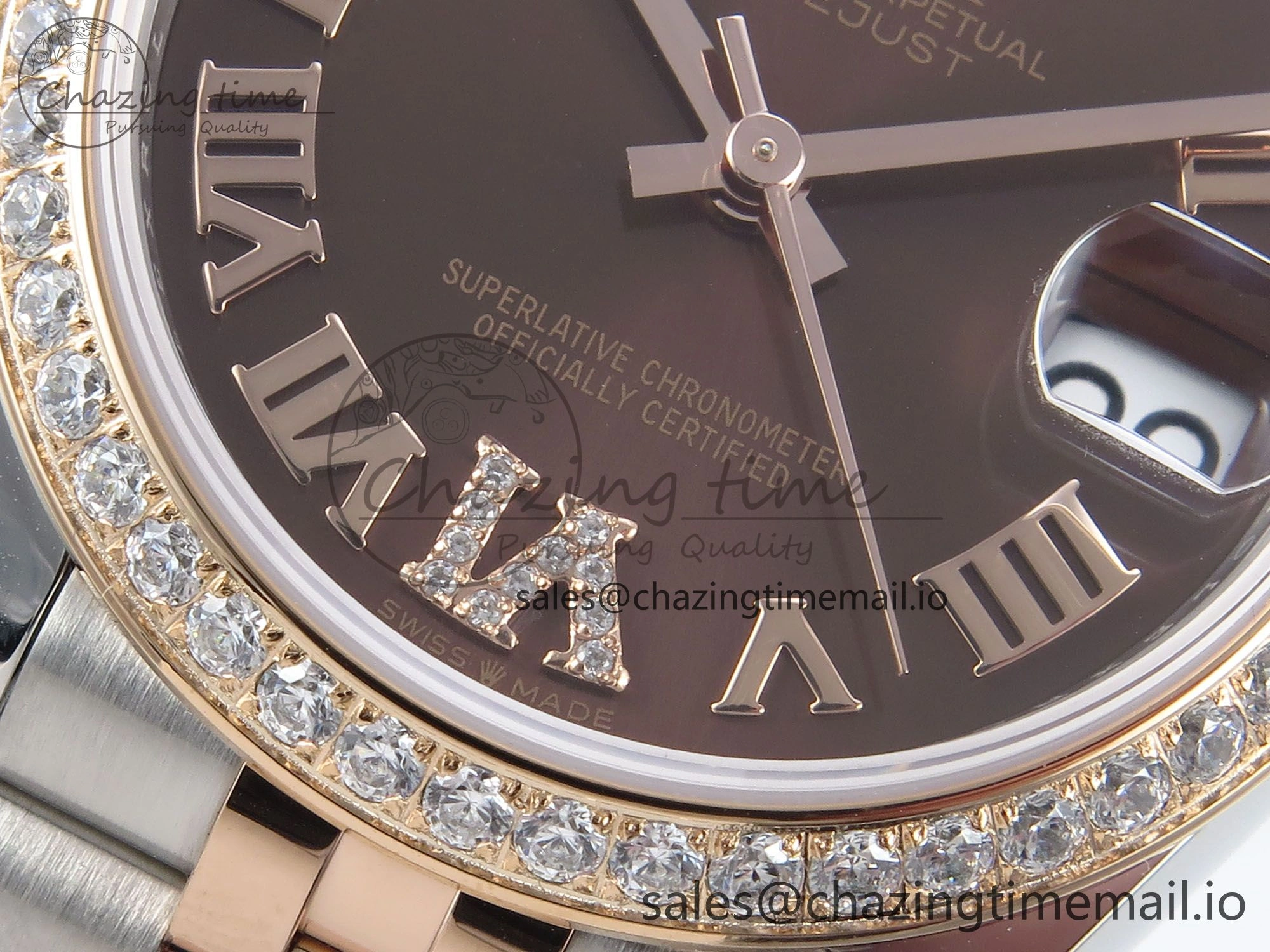 DateJust 31 278381RBR ARF 1:1 Best Edition 904L Steel Brown Roman Diamonds Dial Diamonds Bezel on SS RG Jubilee Bracelet ETA 2688