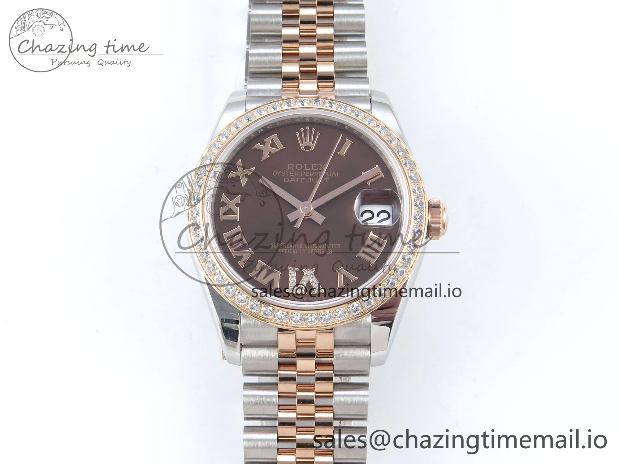 DateJust 31 278381RBR ARF 1:1 Best Edition 904L Steel Brown Roman Diamonds Dial Diamonds Bezel on SS RG Jubilee Bracelet ETA 2688