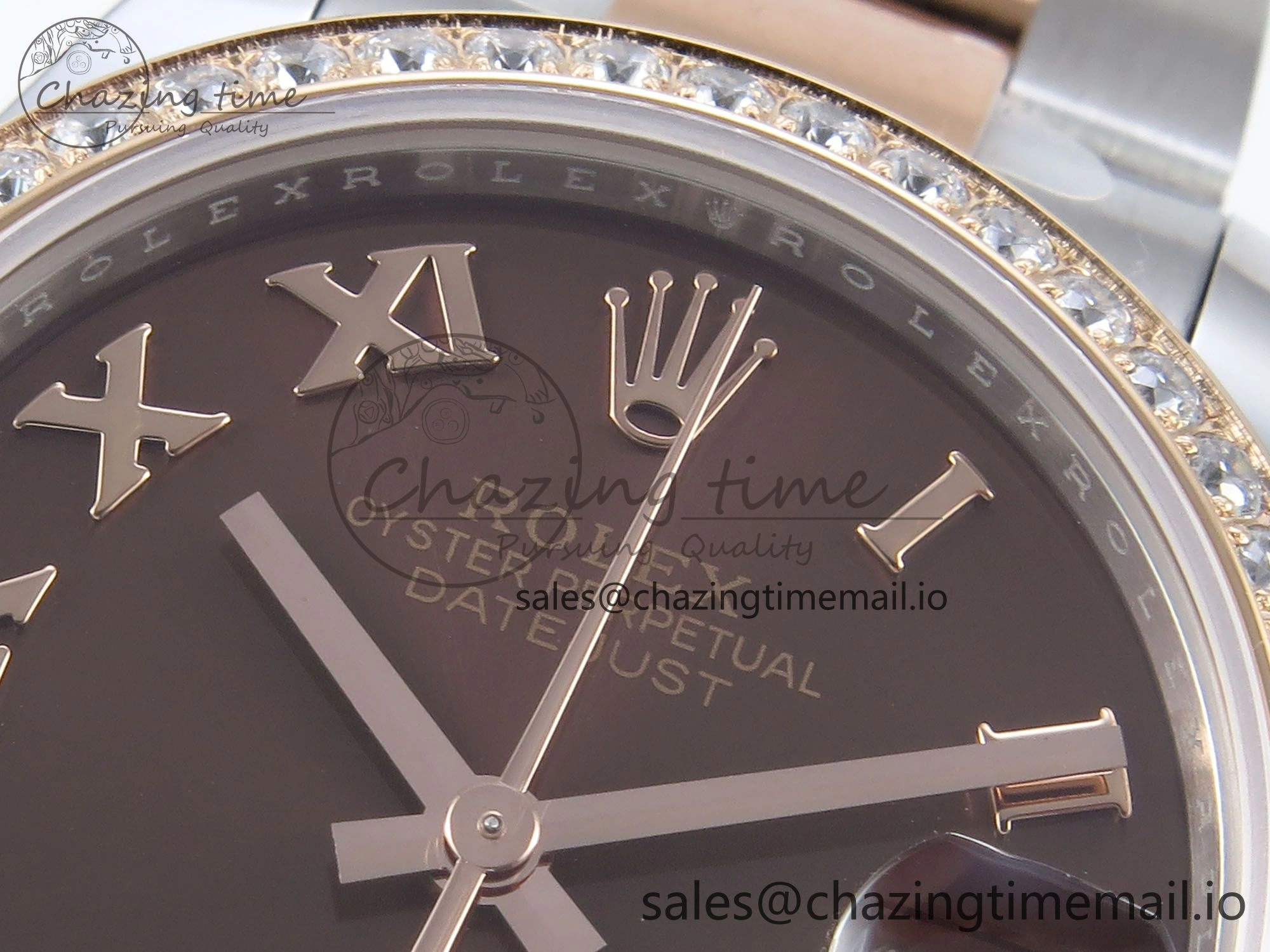 DateJust 31 278381RBR ARF 1:1 Best Edition 904L Steel Brown Roman Diamonds Dial Diamonds Bezel on SS RG Oyster Bracelet ETA 2688