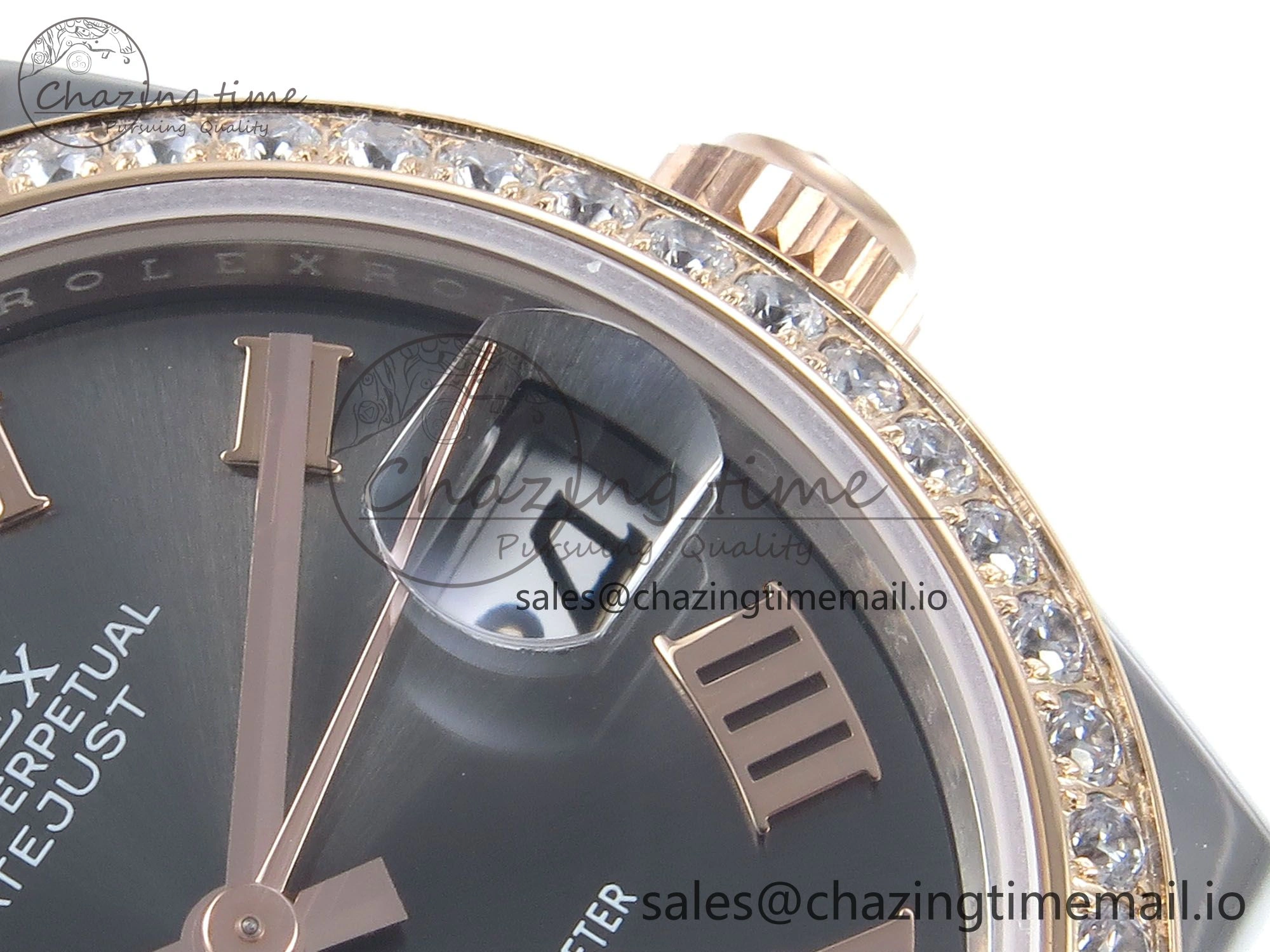 DateJust 31 278381RBR ARF 1:1 Best Edition 904L Steel Gray Roman Diamonds Dial Diamonds Bezel on SS RG Jubilee Bracelet ETA 2688