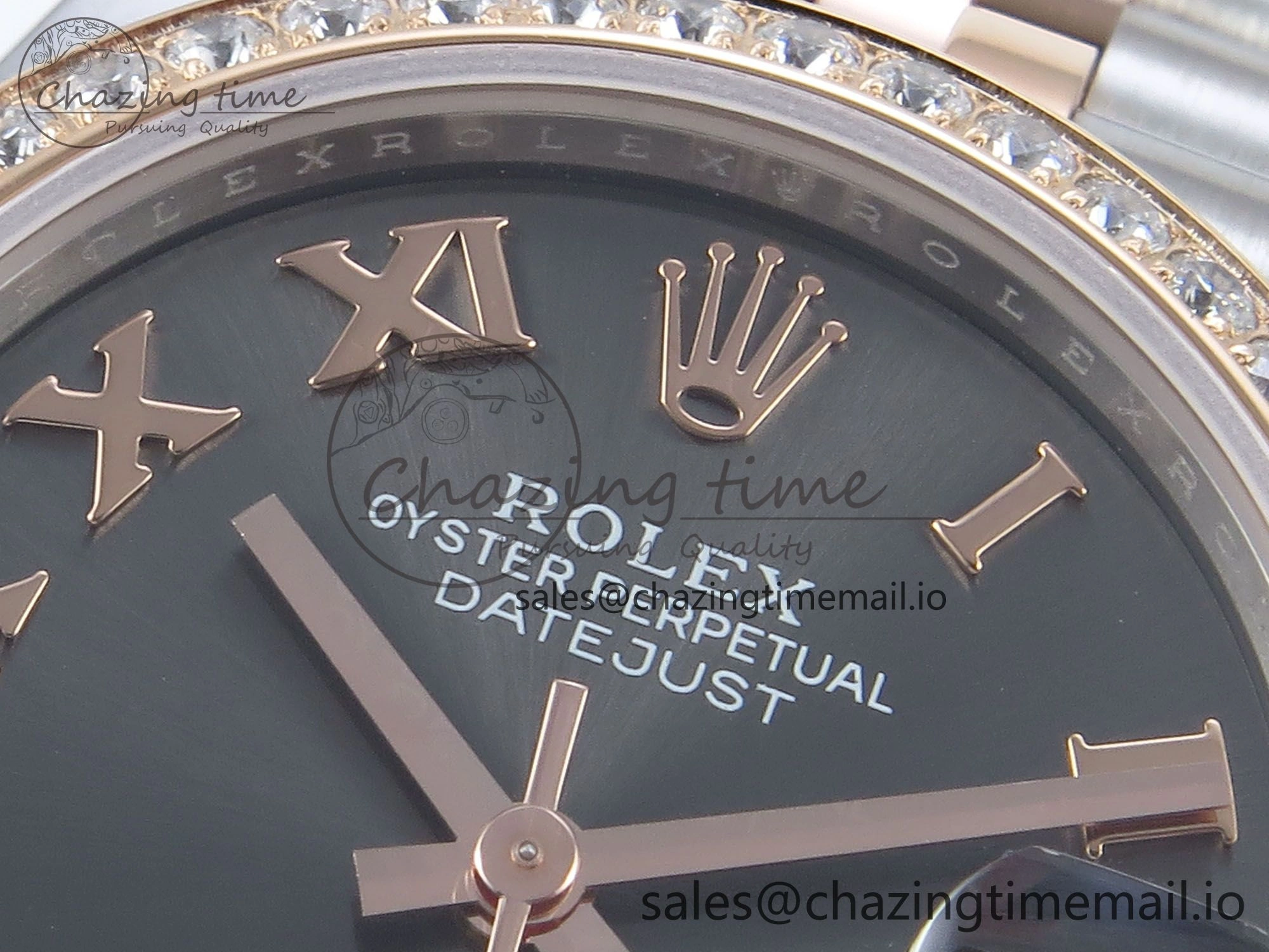 DateJust 31 278381RBR ARF 1:1 Best Edition 904L Steel Gray Roman Diamonds Dial Diamonds Bezel on SS RG Jubilee Bracelet ETA 2688