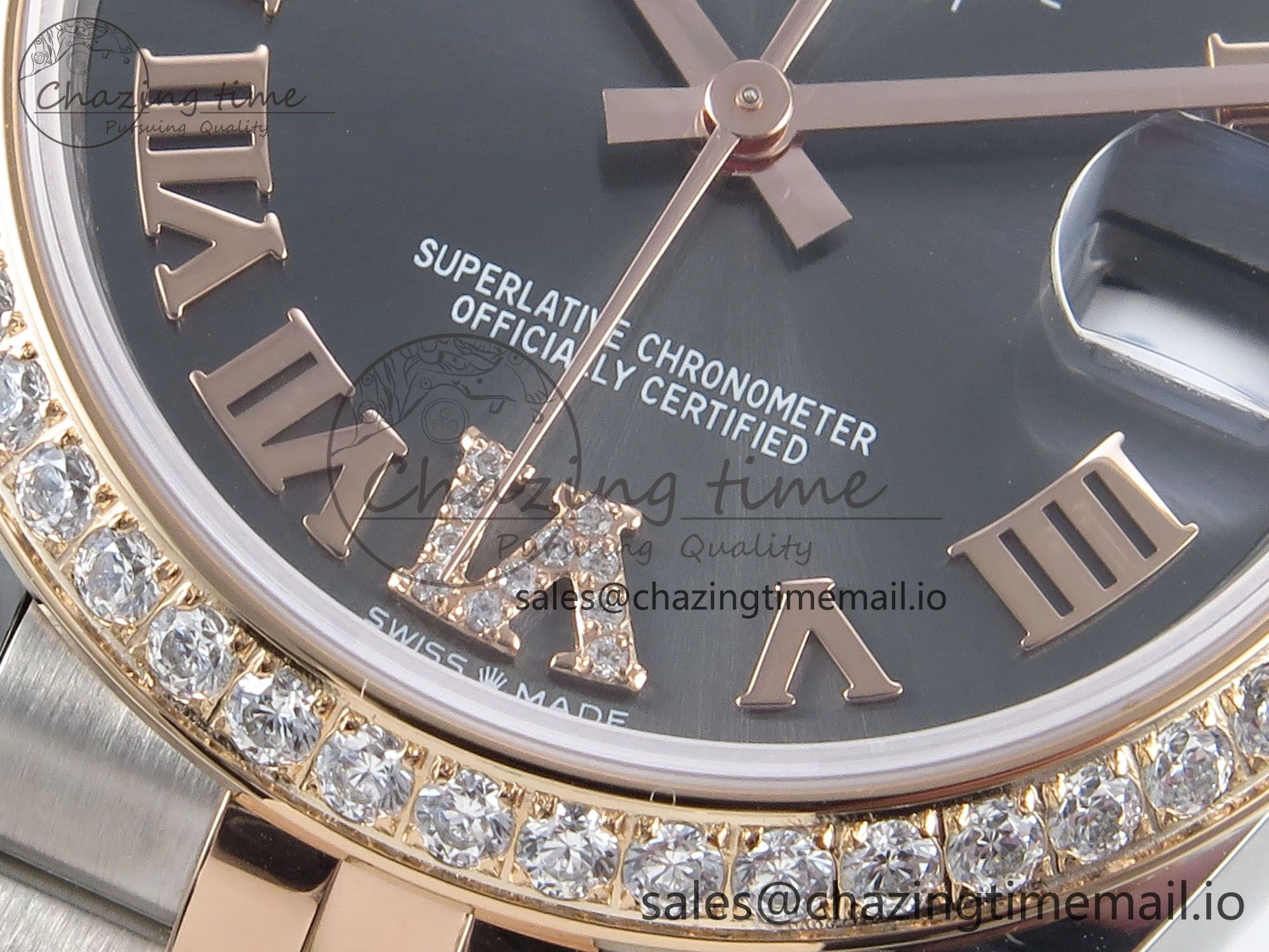DateJust 31 278381RBR ARF 1:1 Best Edition 904L Steel Gray Roman Diamonds Dial Diamonds Bezel on SS RG Jubilee Bracelet ETA 2688