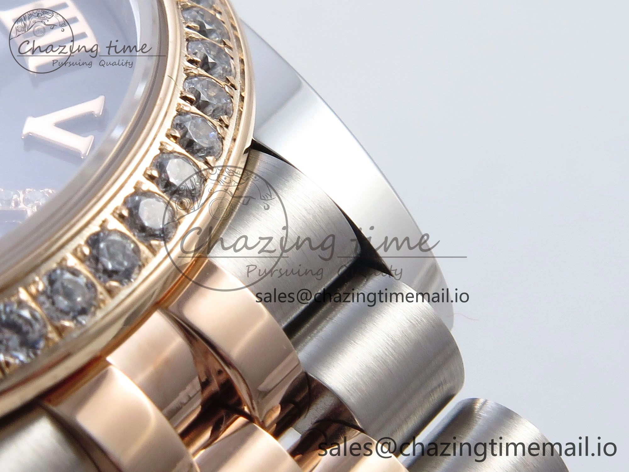 DateJust 31 278381RBR ARF 1:1 Best Edition 904L Steel Gray Roman Diamonds Dial Diamonds Bezel on SS RG Jubilee Bracelet ETA 2688
