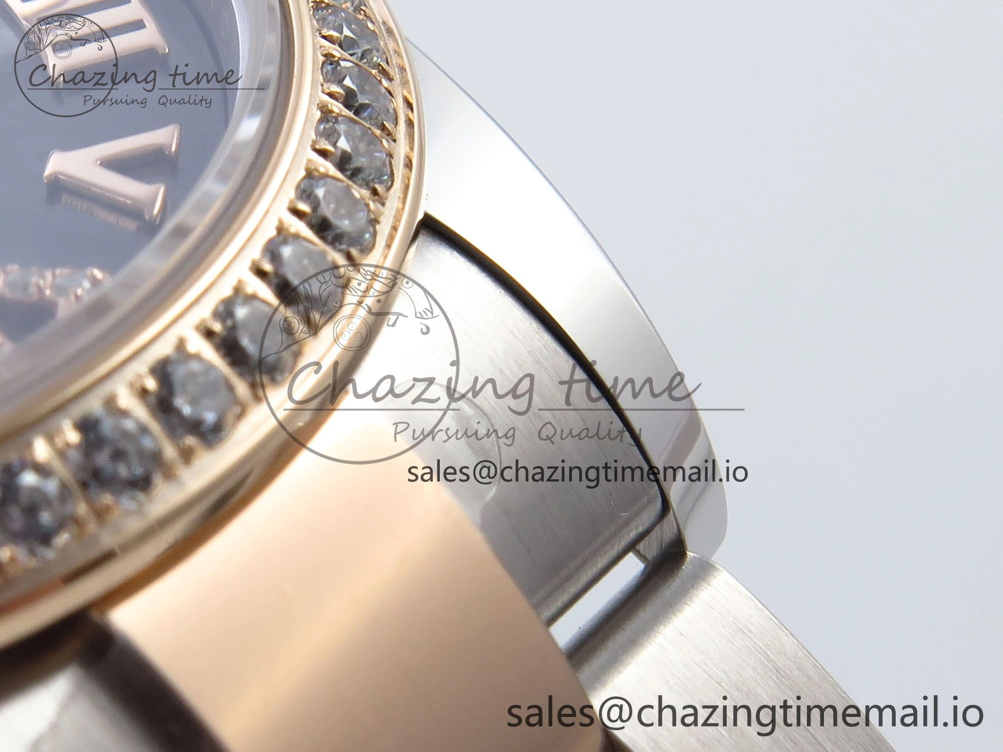 DateJust 31 278381RBR ARF 1:1 Best Edition 904L Steel Gray Roman Diamonds Dial Diamonds Bezel on SS RG Oyster Bracelet ETA 2688