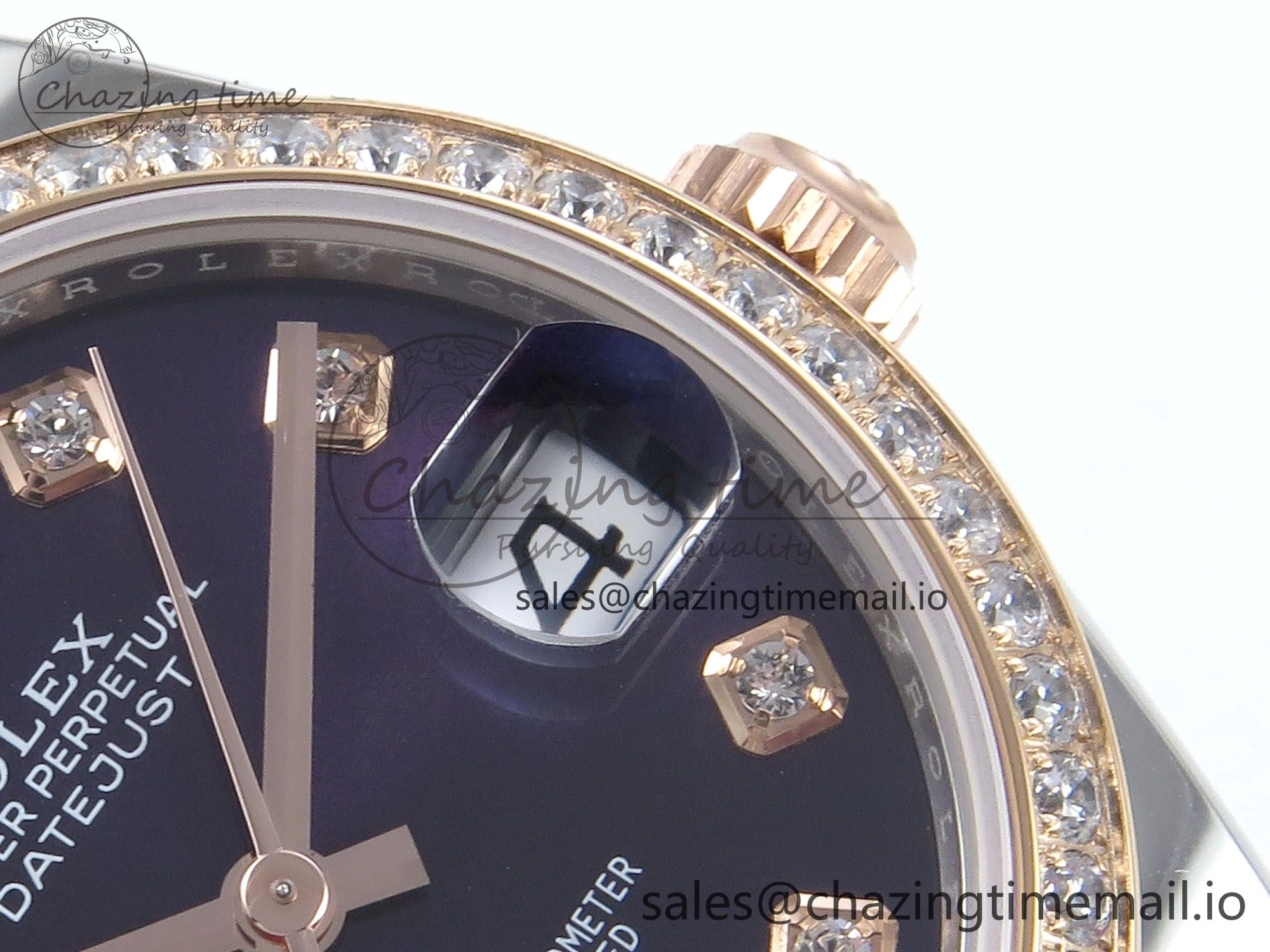 DateJust 31 278381RBR ARF 1:1 Best Edition 904L Steel Purple Diamonds Dial Diamonds Bezel on SS RG Jubilee Bracelet ETA 2688