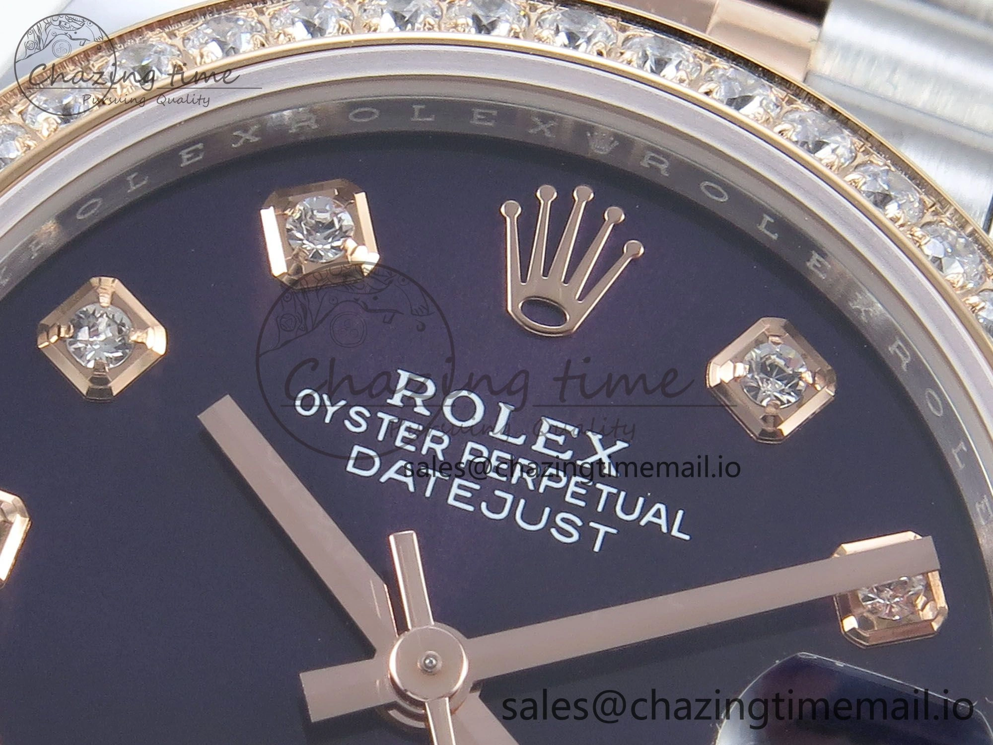DateJust 31 278381RBR ARF 1:1 Best Edition 904L Steel Purple Diamonds Dial Diamonds Bezel on SS RG Jubilee Bracelet ETA 2688