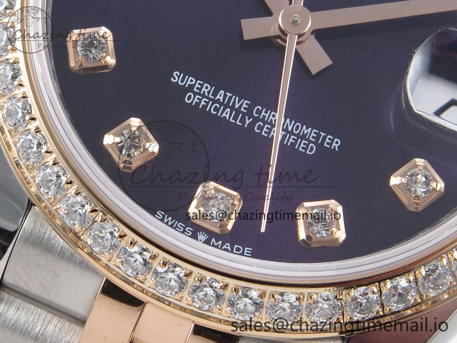DateJust 31 278381RBR ARF 1:1 Best Edition 904L Steel Purple Diamonds Dial Diamonds Bezel on SS RG Jubilee Bracelet ETA 2688