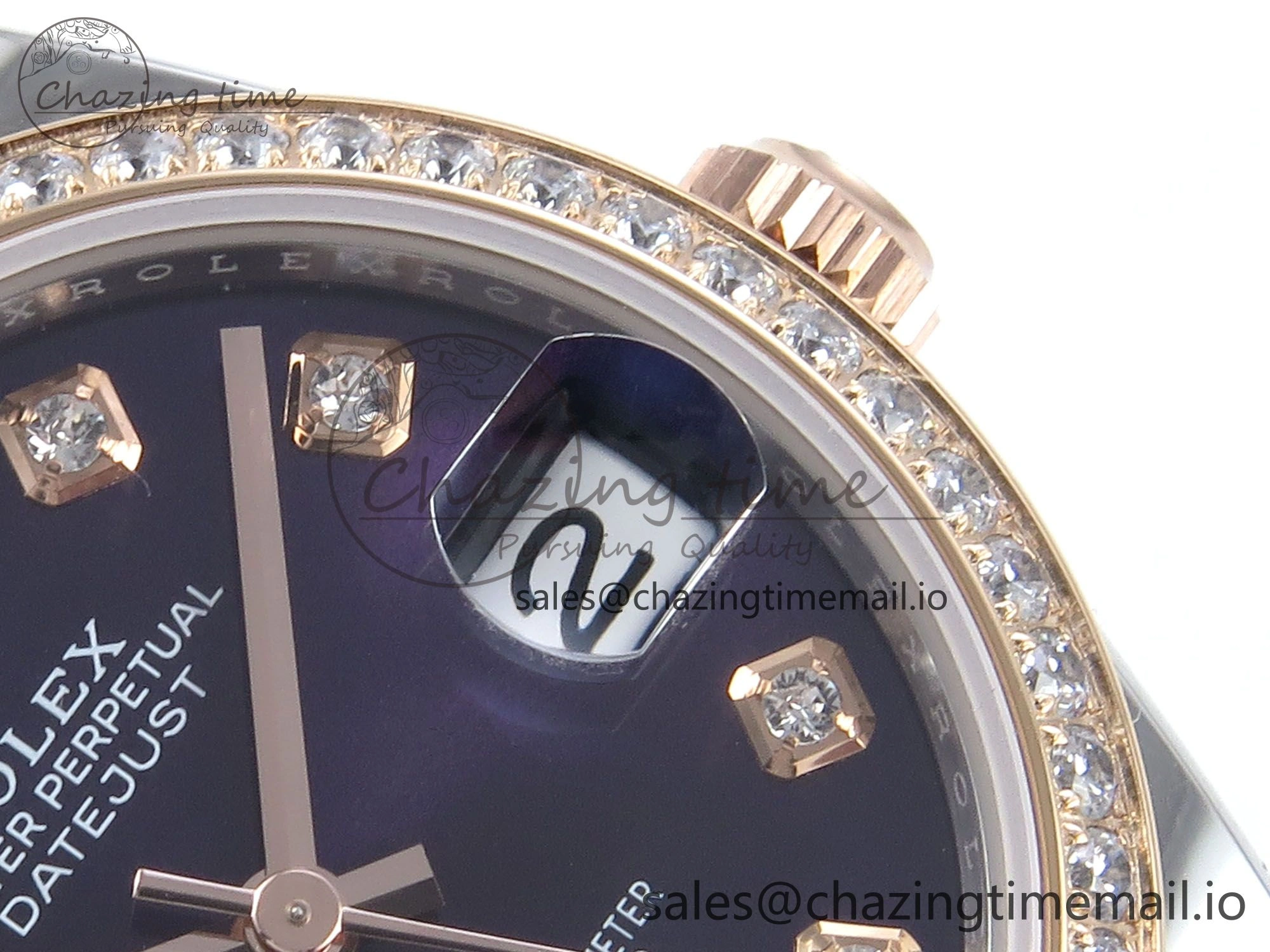 DateJust 31 278381RBR ARF 1:1 Best Edition 904L Steel Purple Diamonds Dial Diamonds Bezel on SS RG Oyster Bracelet ETA 2688