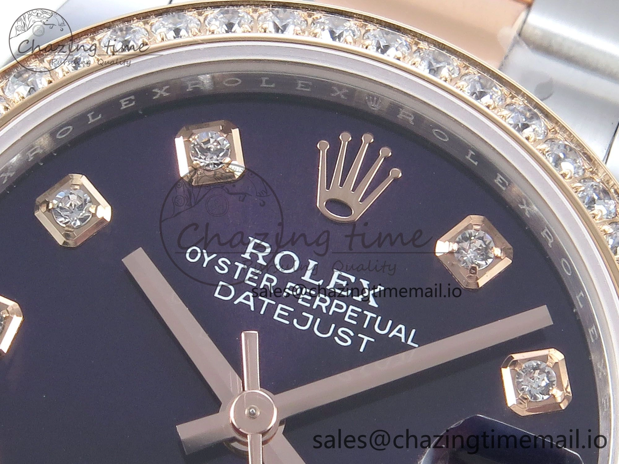 DateJust 31 278381RBR ARF 1:1 Best Edition 904L Steel Purple Diamonds Dial Diamonds Bezel on SS RG Oyster Bracelet ETA 2688