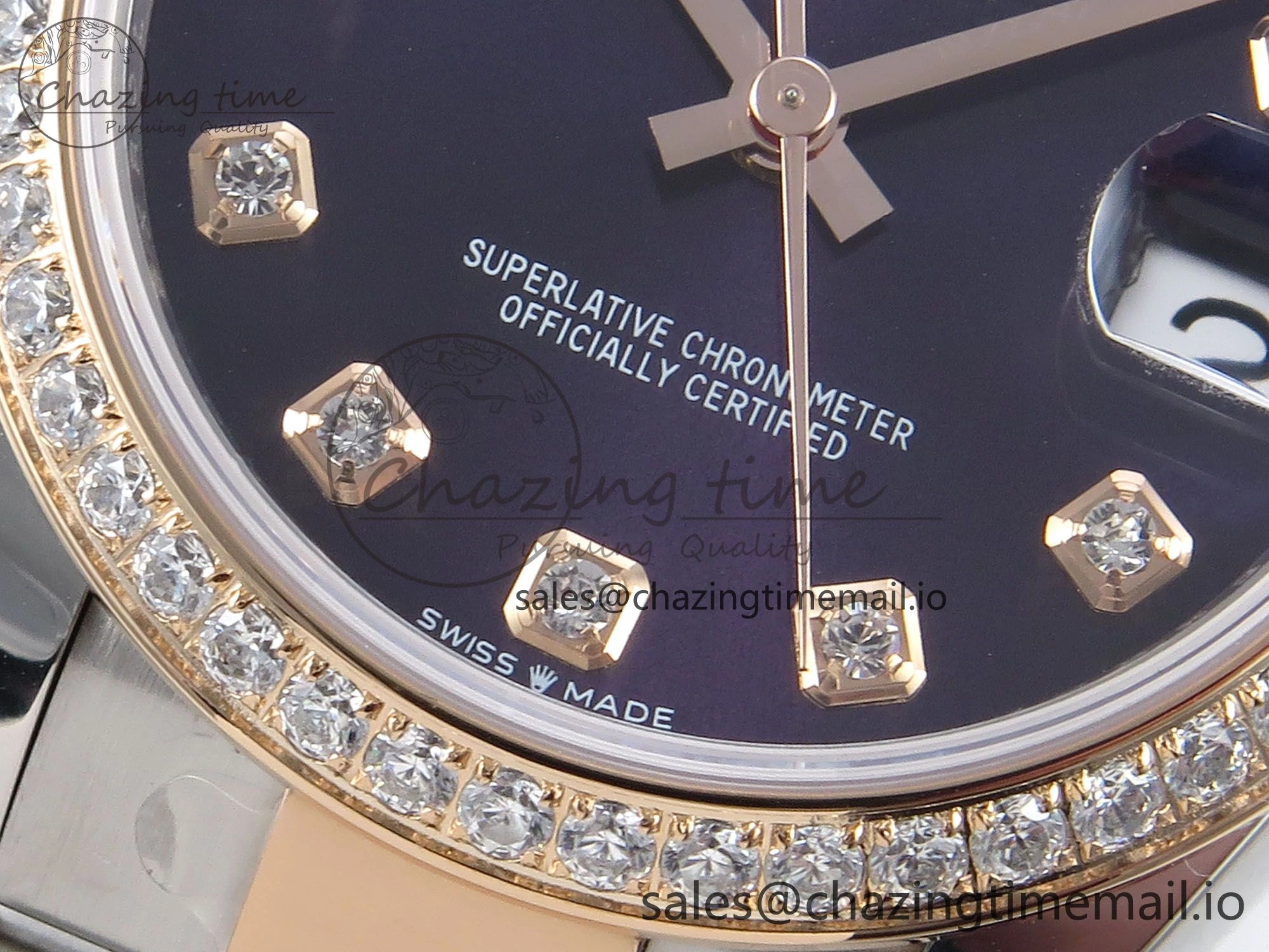 DateJust 31 278381RBR ARF 1:1 Best Edition 904L Steel Purple Diamonds Dial Diamonds Bezel on SS RG Oyster Bracelet ETA 2688