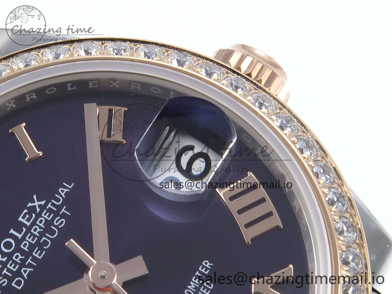 DateJust 31 278381RBR ARF 1:1 Best Edition 904L Steel Purple Roman Diamonds Dial Diamonds Bezel on SS RG Jubilee Bracelet ETA 2688