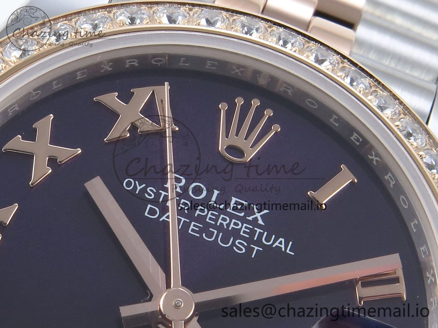 DateJust 31 278381RBR ARF 1:1 Best Edition 904L Steel Purple Roman Diamonds Dial Diamonds Bezel on SS RG Jubilee Bracelet ETA 2688