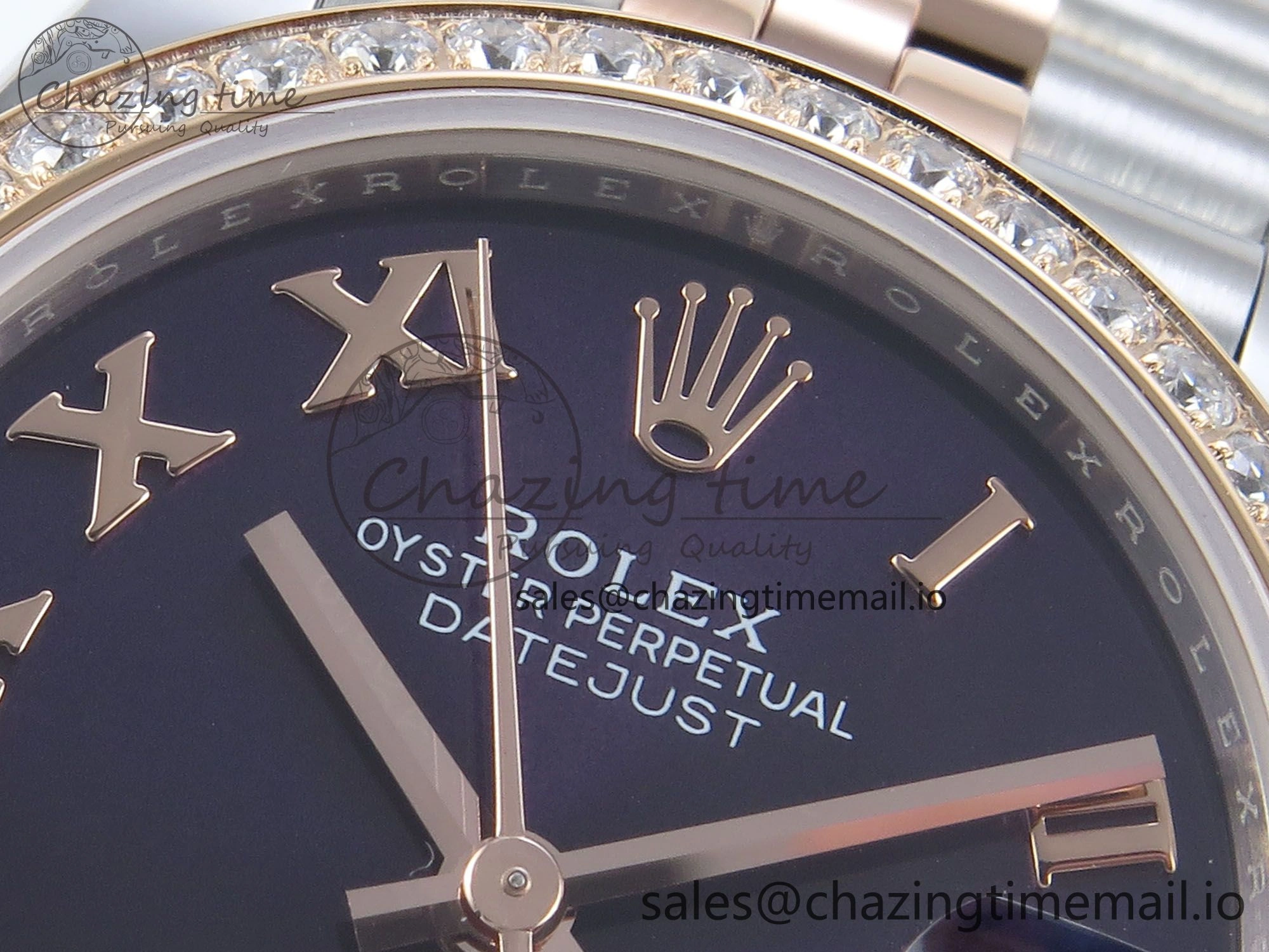 DateJust 31 278381RBR ARF 1:1 Best Edition 904L Steel Purple Roman Diamonds Dial Diamonds Bezel on SS RG Jubilee Bracelet ETA 2688